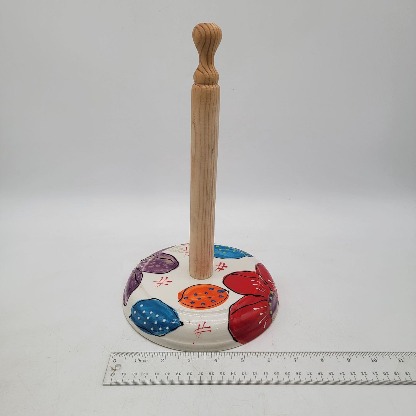 Enameled Colorful Flower Pattern Paper Towel Holder