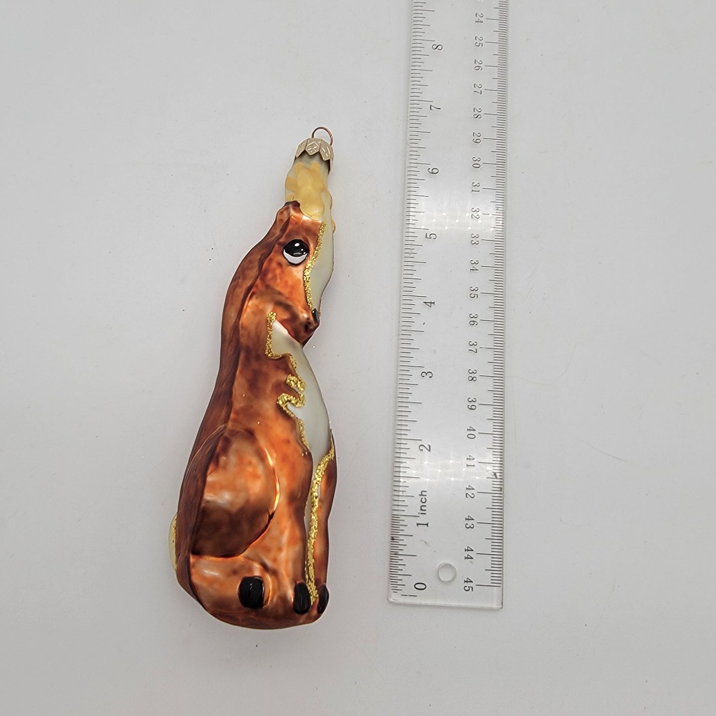 Crate and Barrel Glass Reindeer Ornament