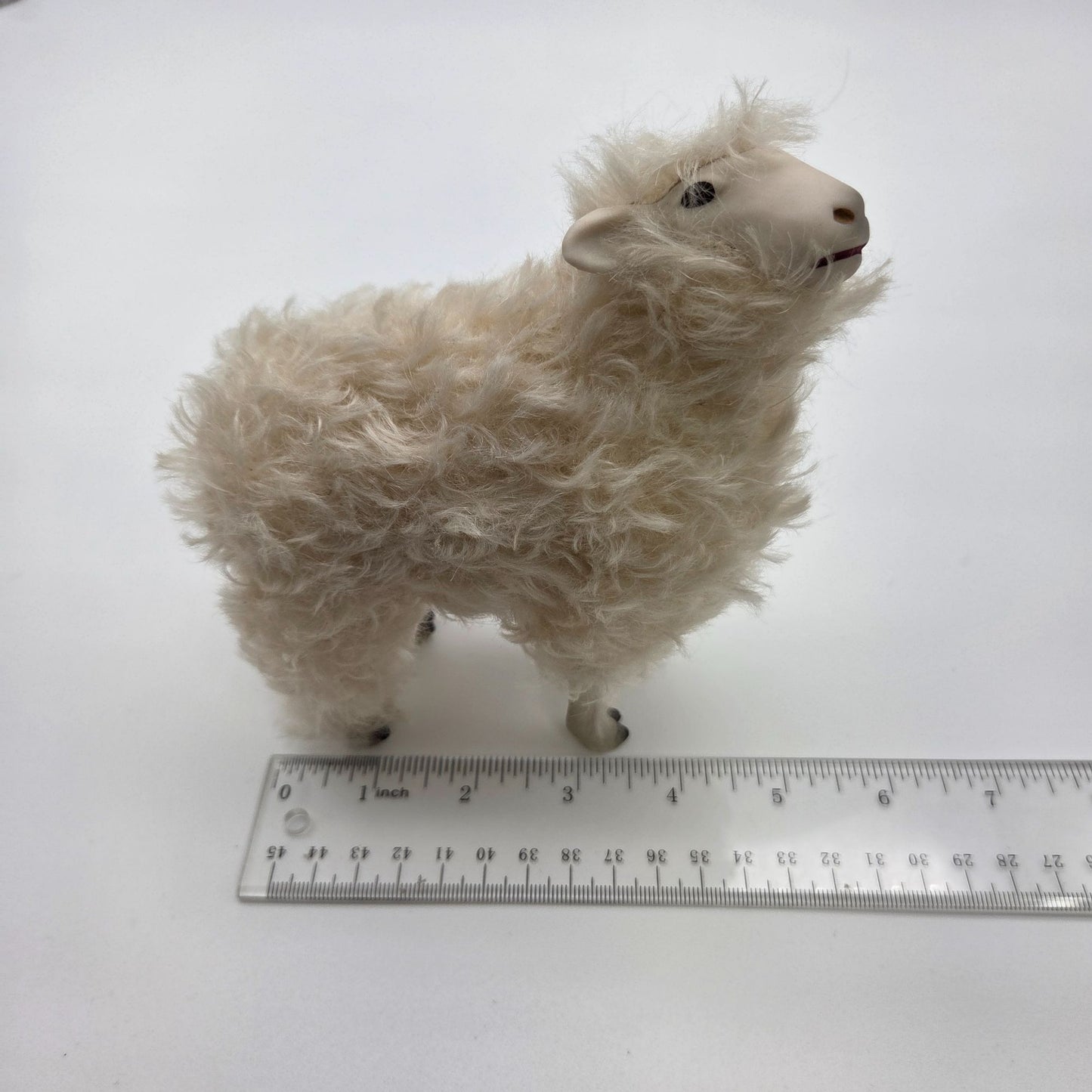 Meier Germany Real Wool Sheep Sculpture - Cute Head Tilt