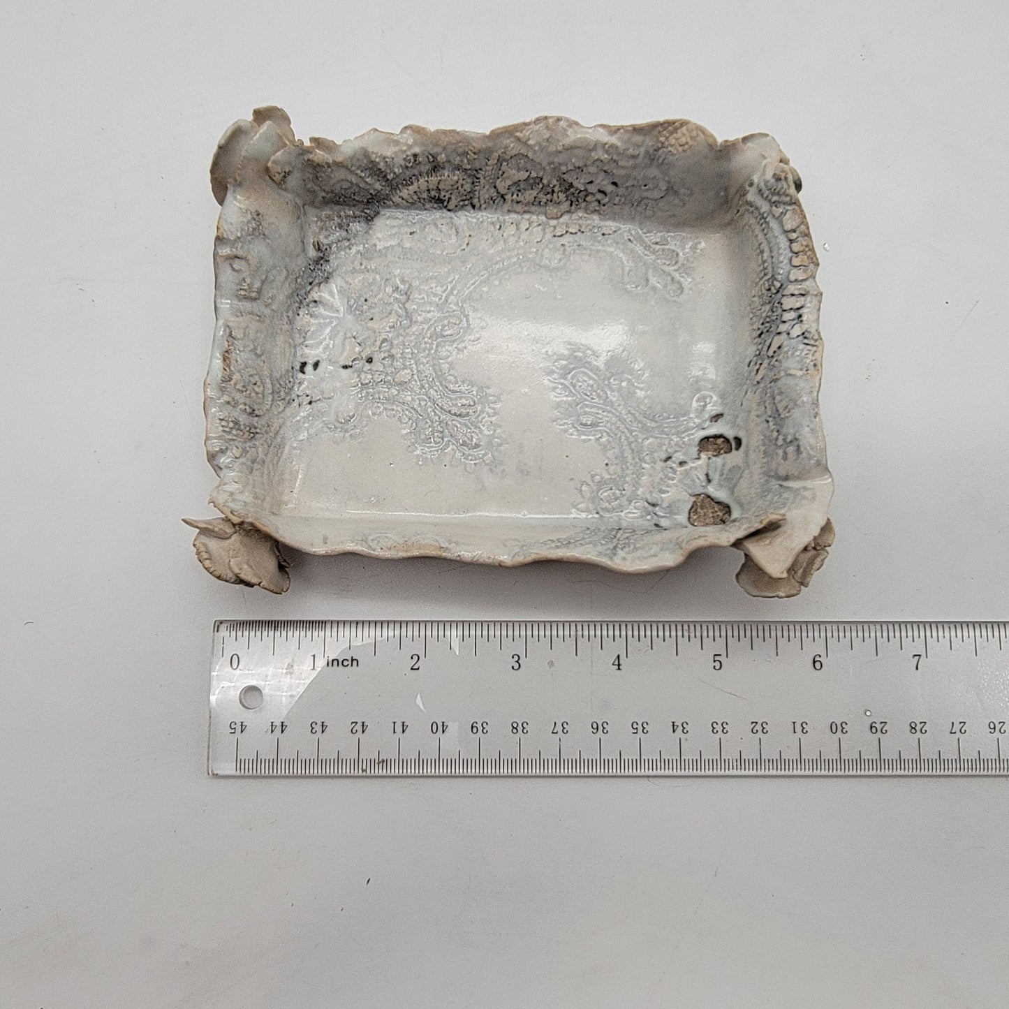 Roses & Lace Pottery Embossed Clay Trinket Dish