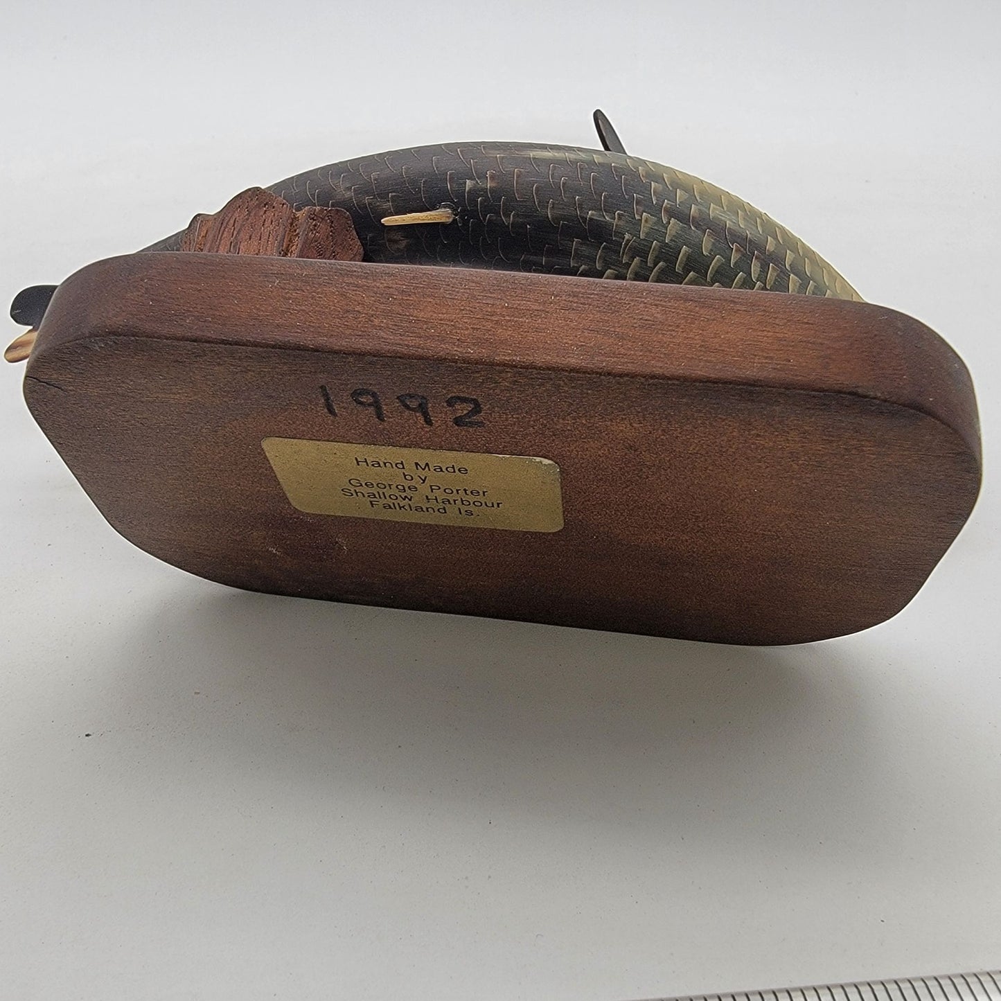 Hand Carved Horn Fish Sculpture By George Porter 1992