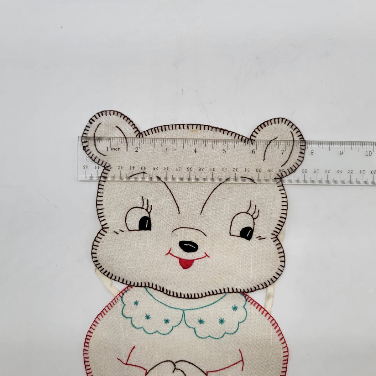 1930s Hand-Embroidered Baby Bib Bear