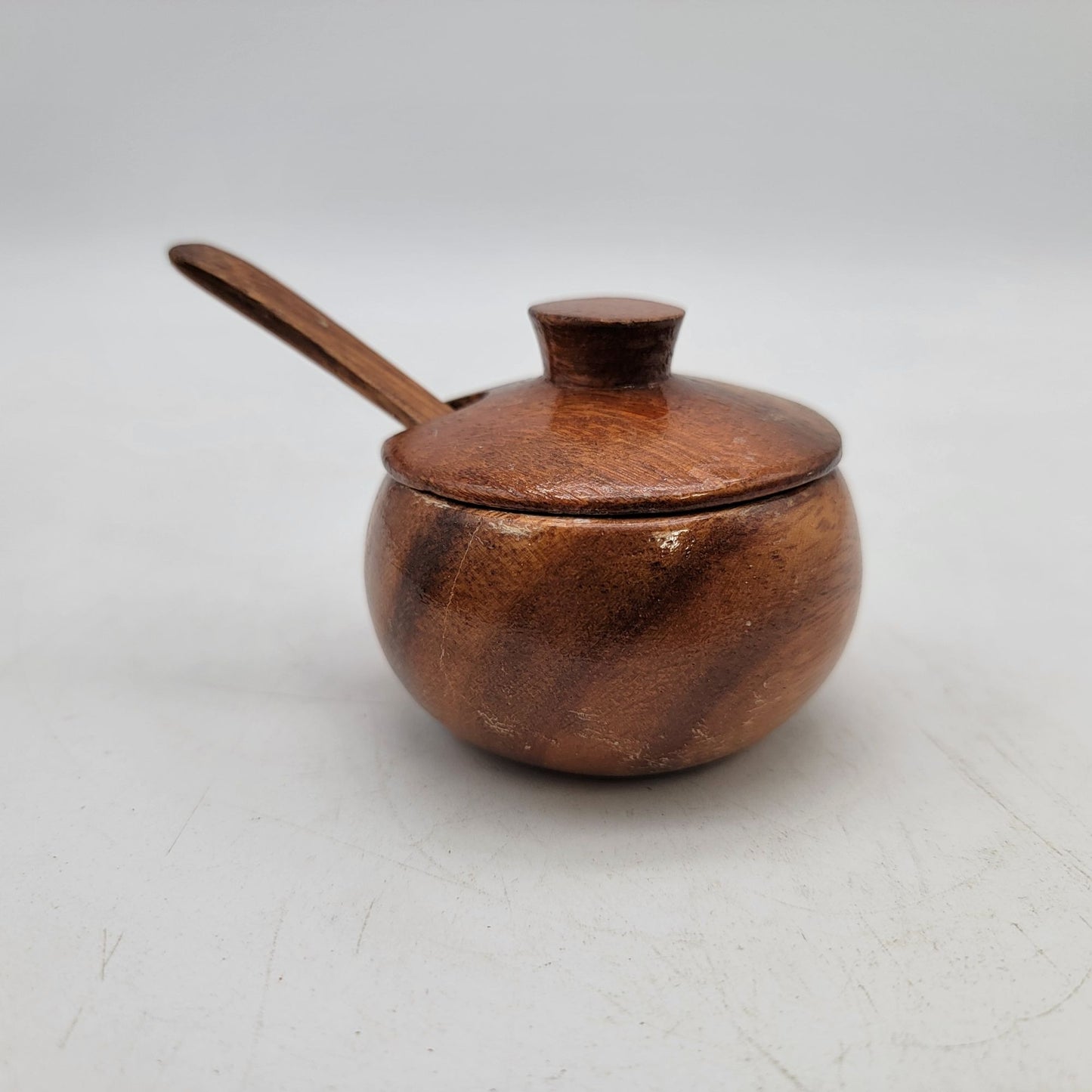 Vintage Wooden Spice Jar Set With Tray & Spoons