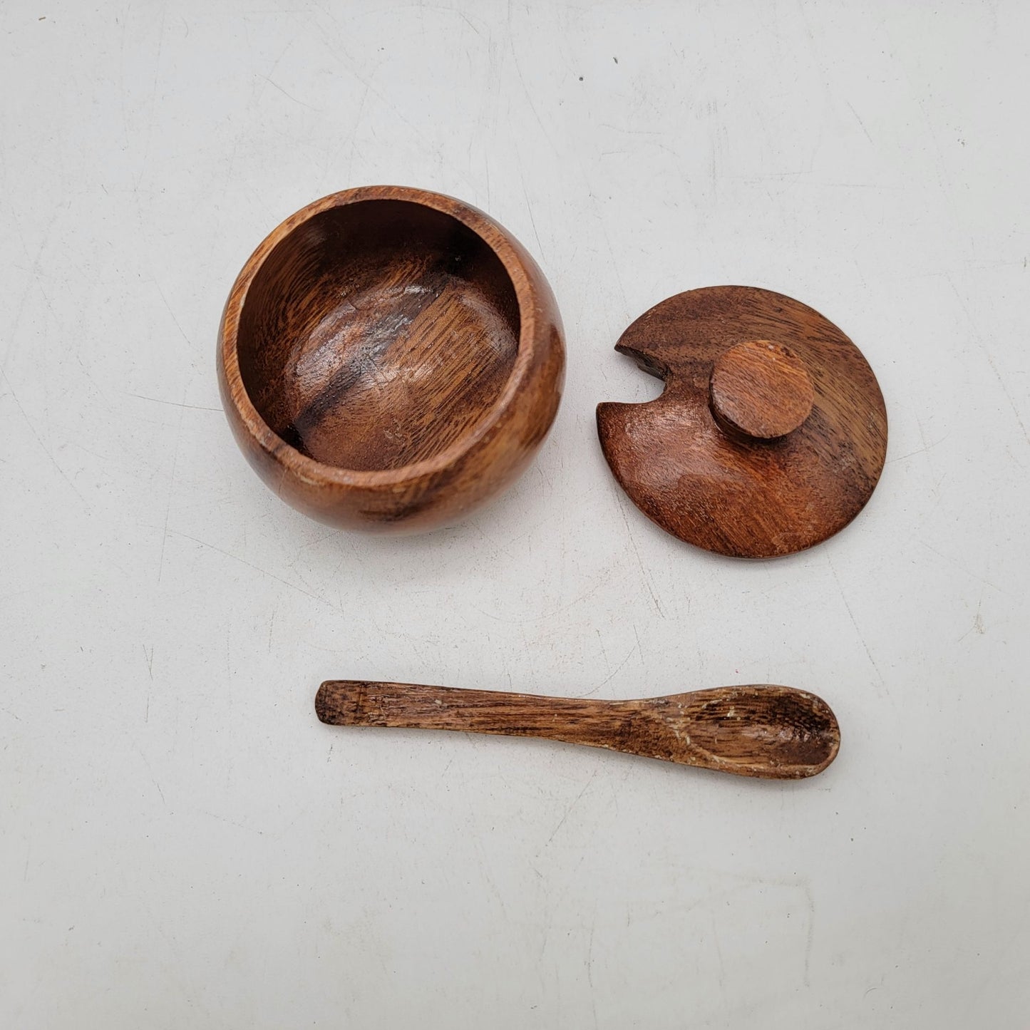 Vintage Wooden Spice Jar Set With Tray & Spoons