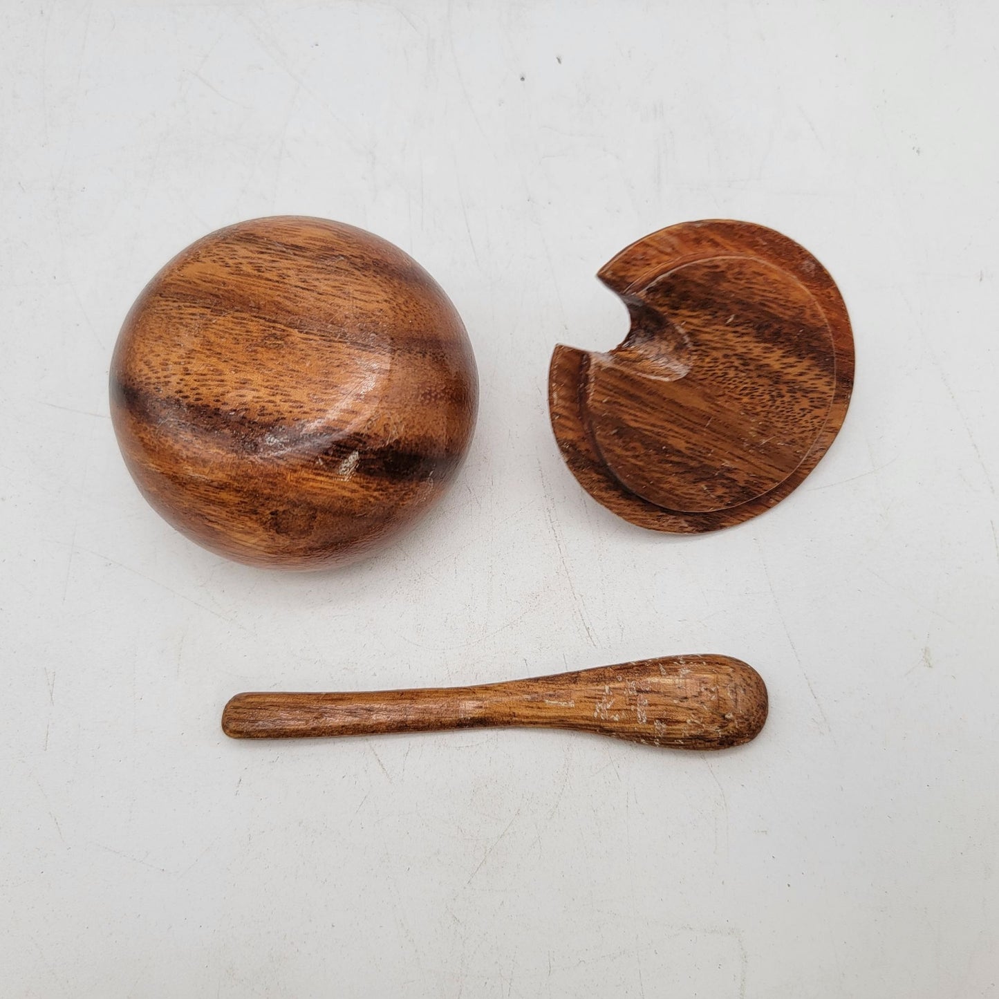 Vintage Wooden Spice Jar Set With Tray & Spoons