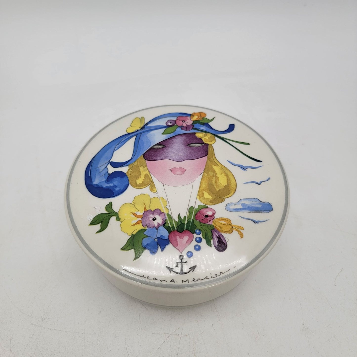 Villeroy & Boch Porcelain Trinket Box By Jean Mercier With Watercolor Design