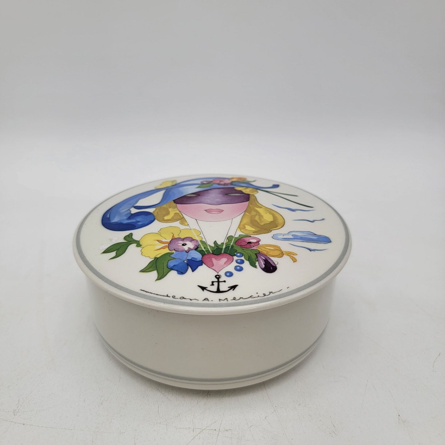 Villeroy & Boch Porcelain Trinket Box By Jean Mercier With Watercolor Design