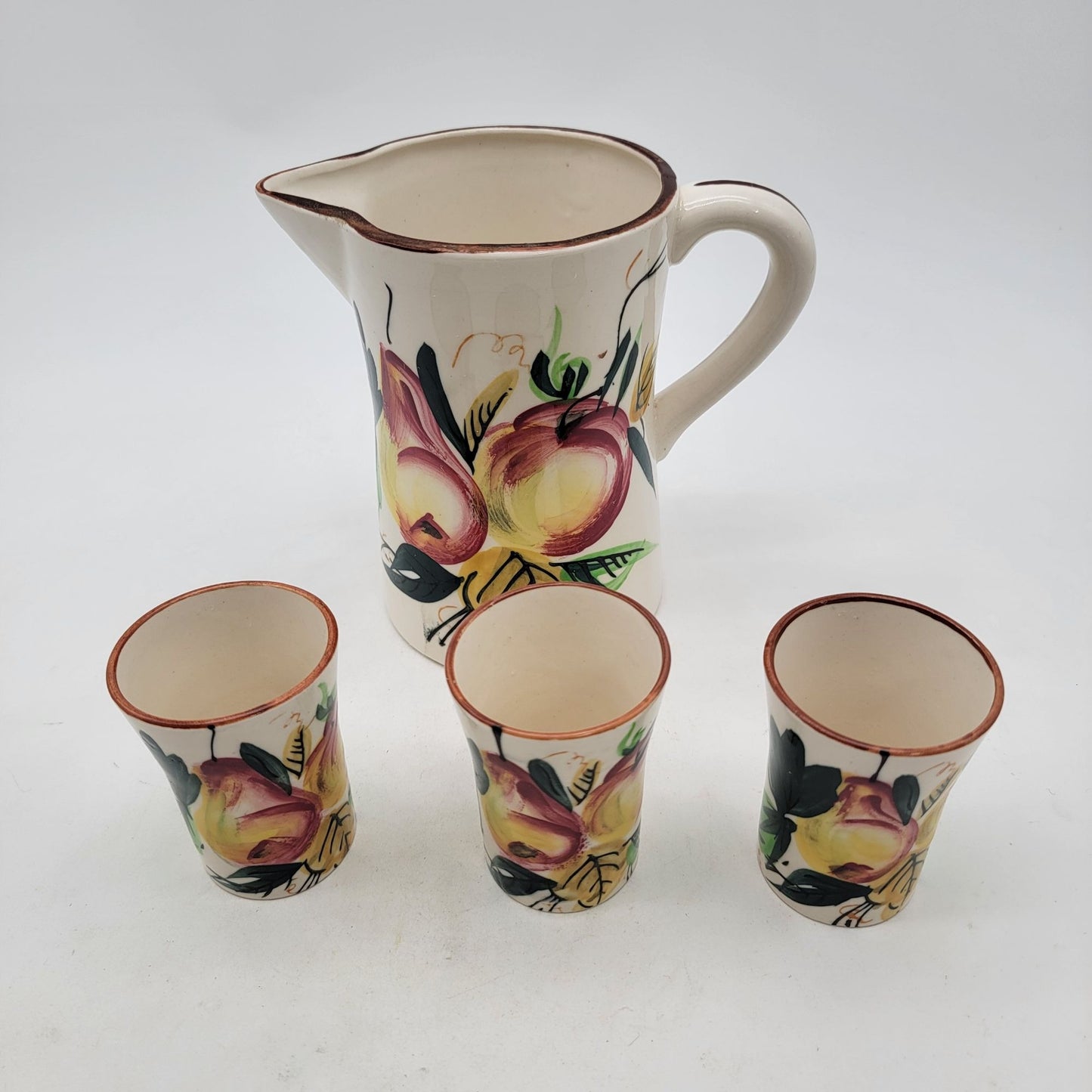 Vintage Nasco Pitcher & 3 Cup Set Floral Made In Japan
