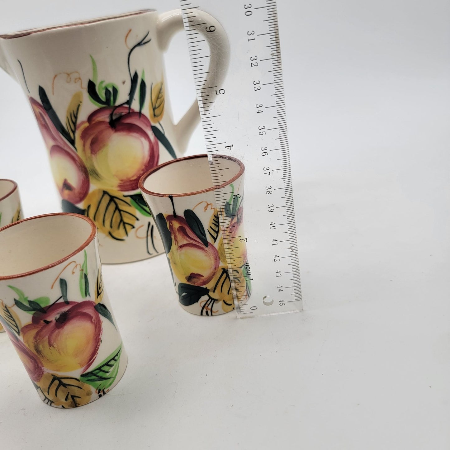 Vintage Nasco Pitcher & 3 Cup Set Floral Made In Japan
