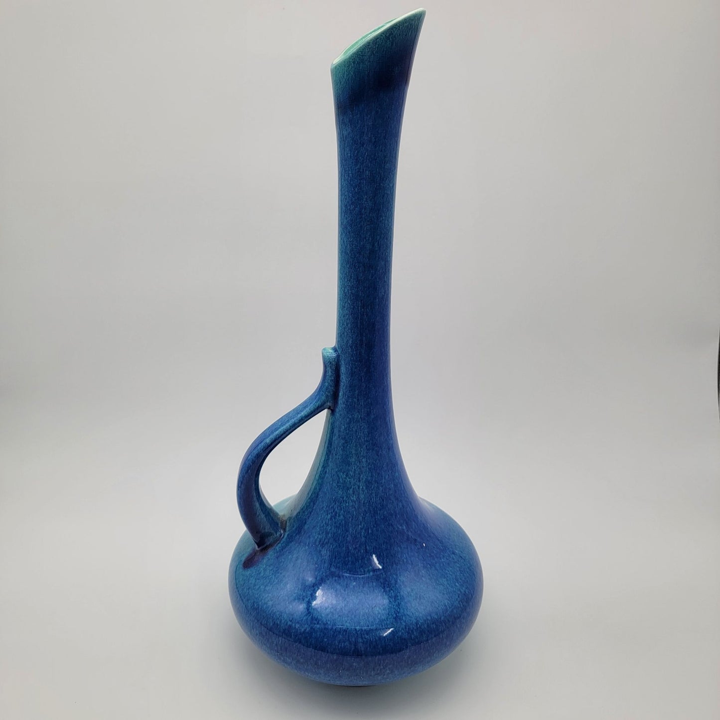 Royal Haeger Blue Drip Glaze Pottery Ewer Vase Vintage #408