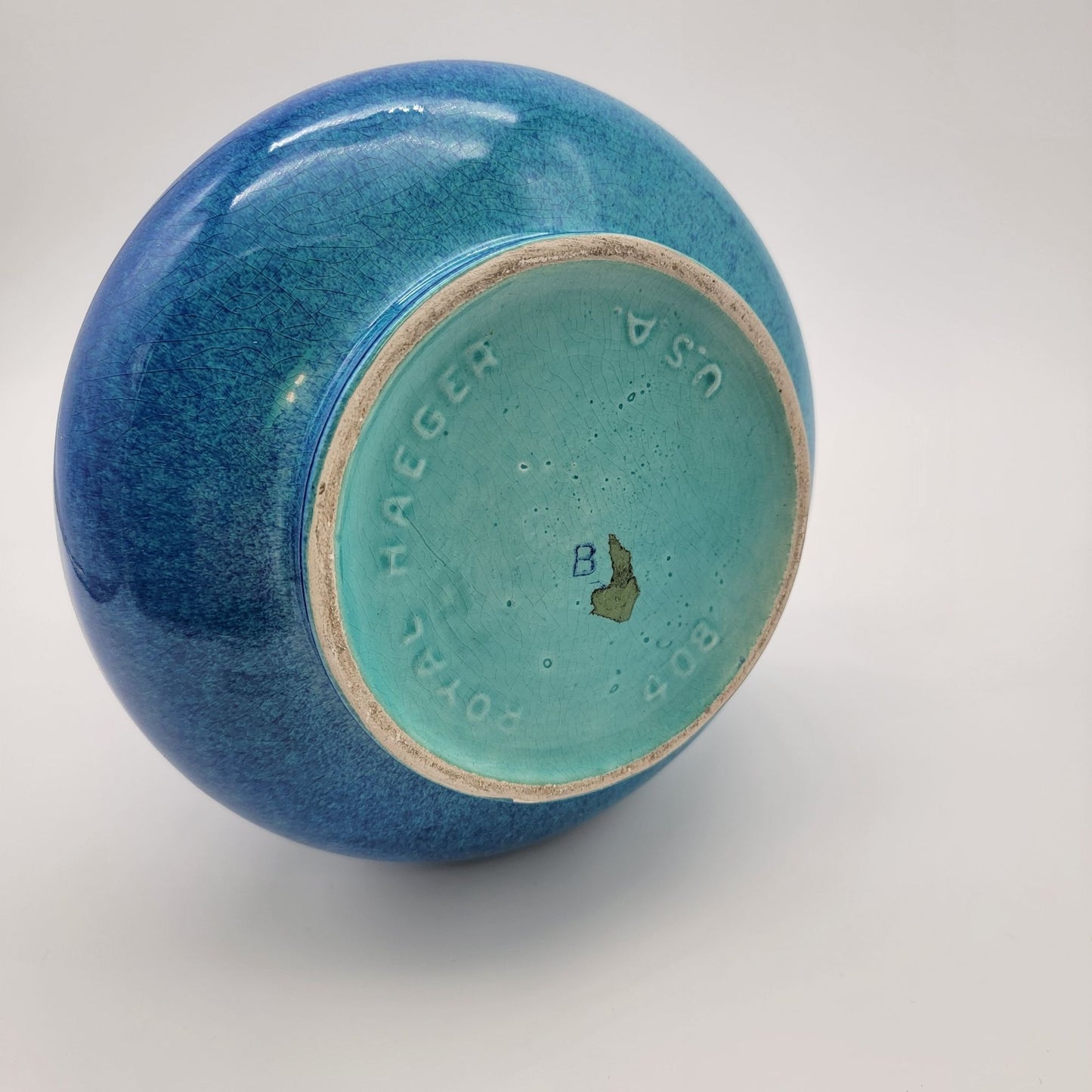 Royal Haeger Blue Drip Glaze Pottery Ewer Vase Vintage #408