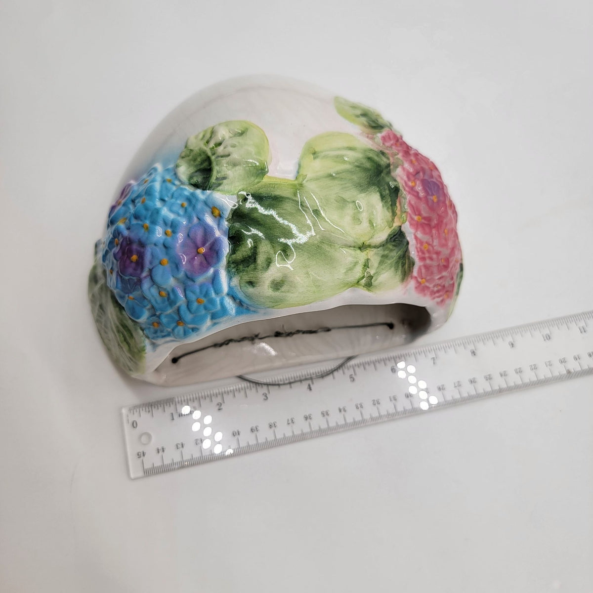 1980s Pier 1 Imports Hydrangeas Pottery Wall Pocket