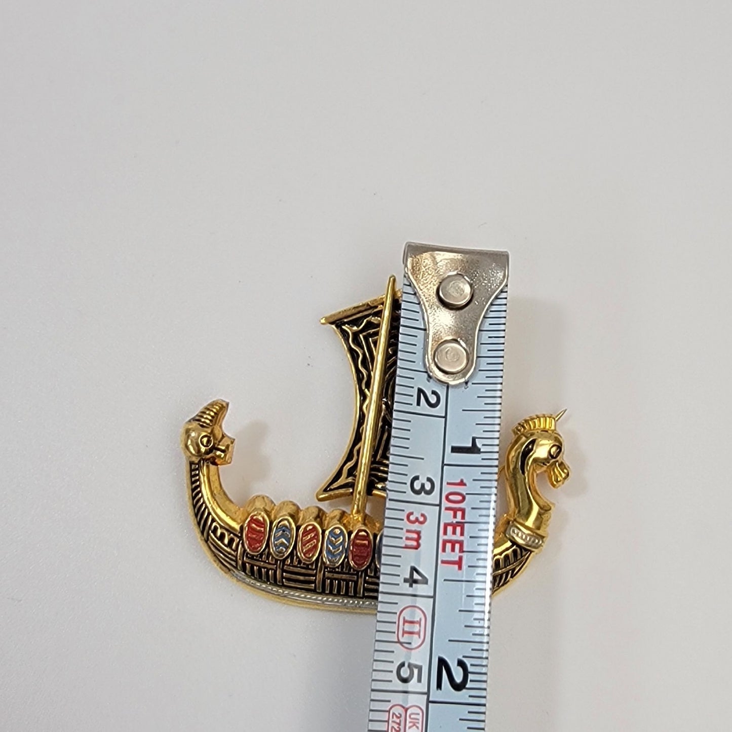 Vintage 1950-60s Damascene Spanish Galleon Viking Ship Brooch