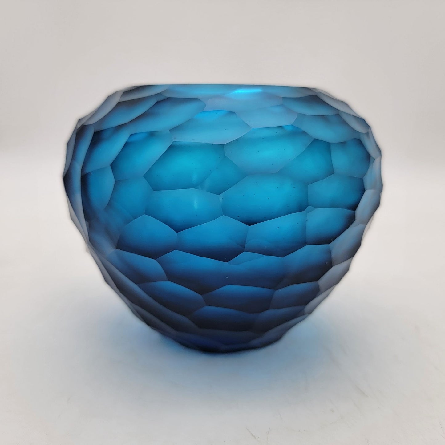 Blue Honeycomb Glass Vase