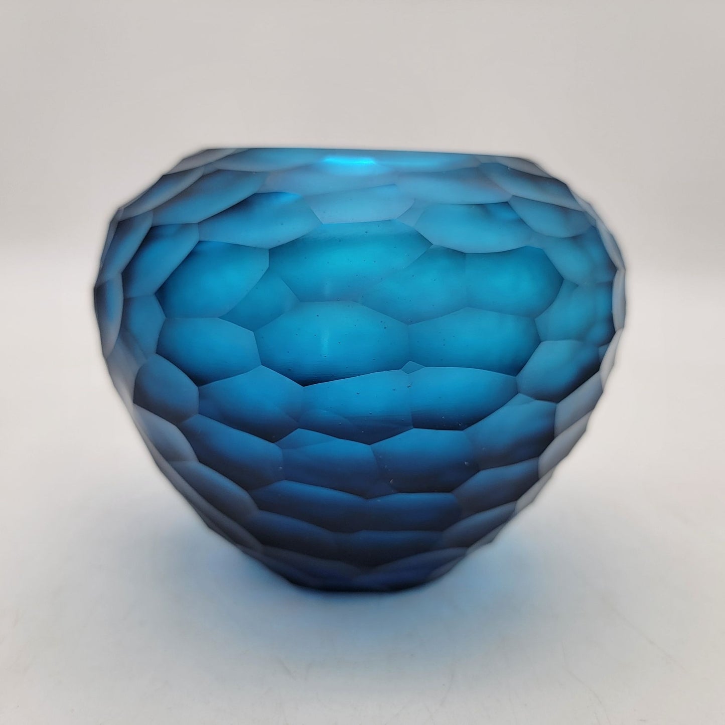 Blue Honeycomb Glass Vase