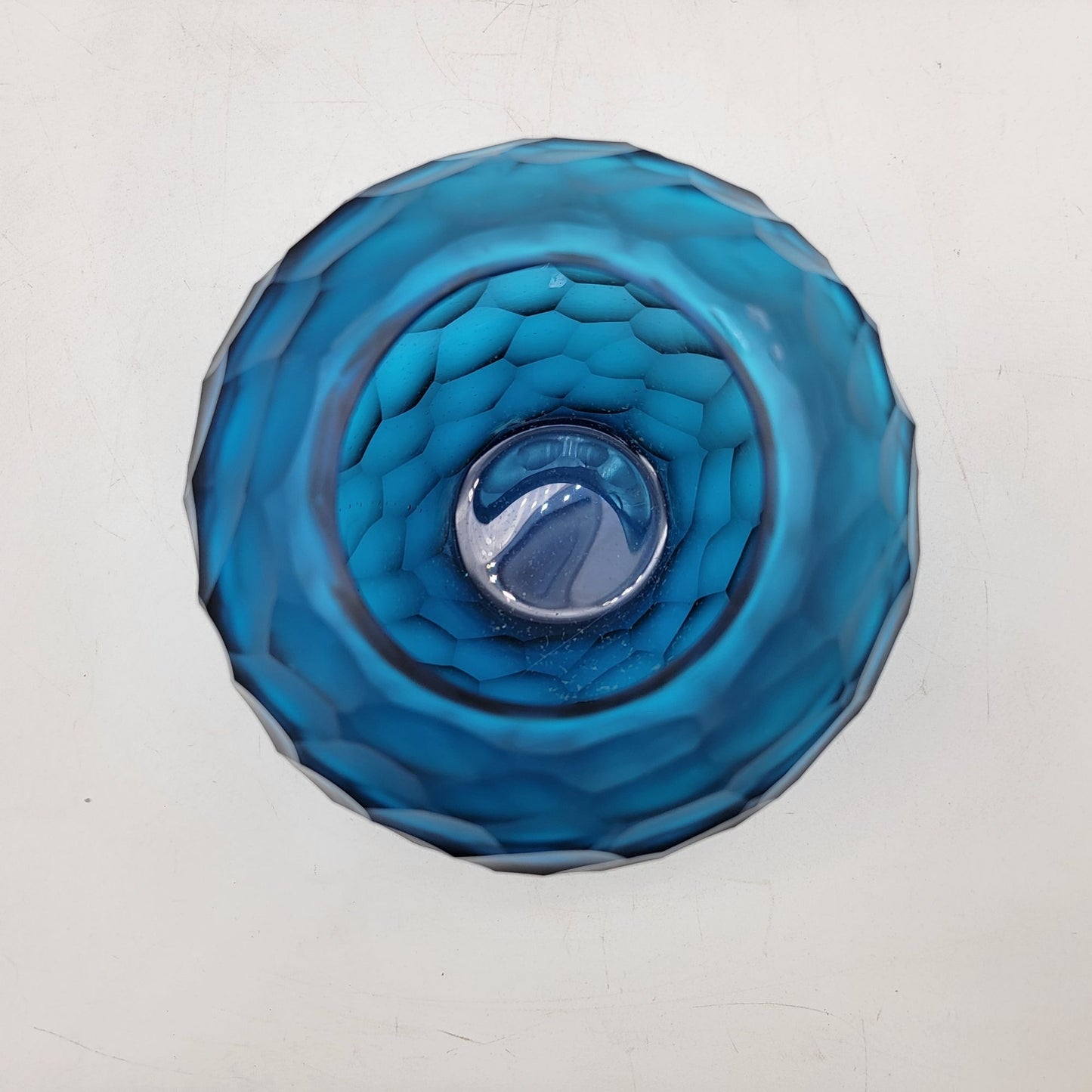 Blue Honeycomb Glass Vase