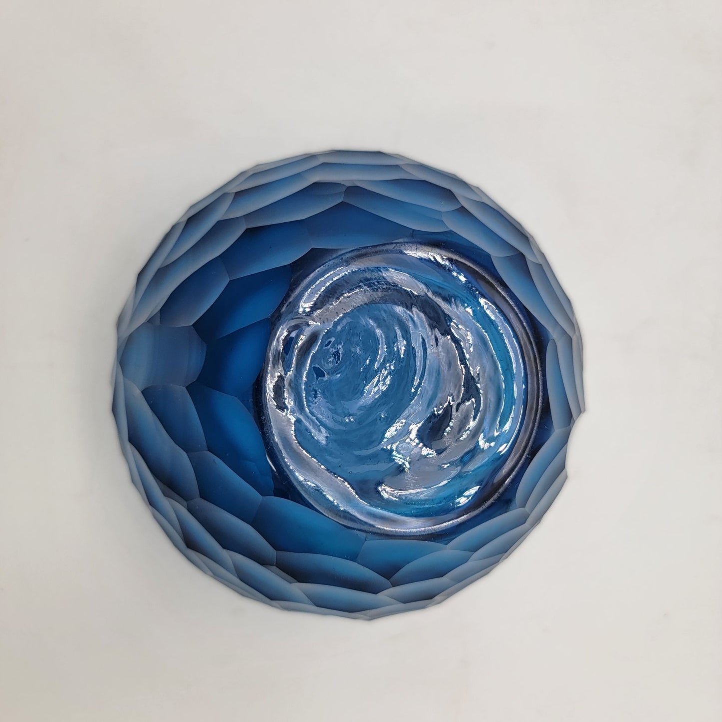 Blue Honeycomb Glass Vase