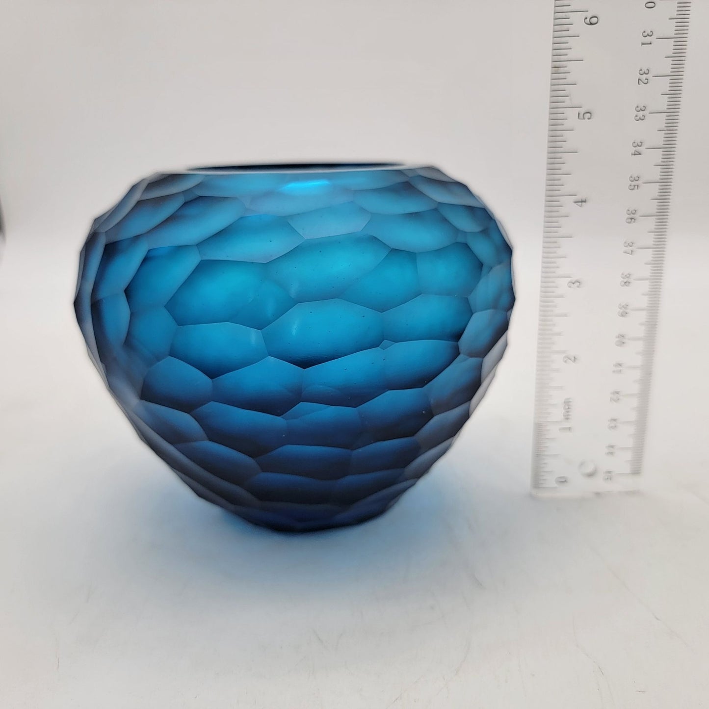 Blue Honeycomb Glass Vase