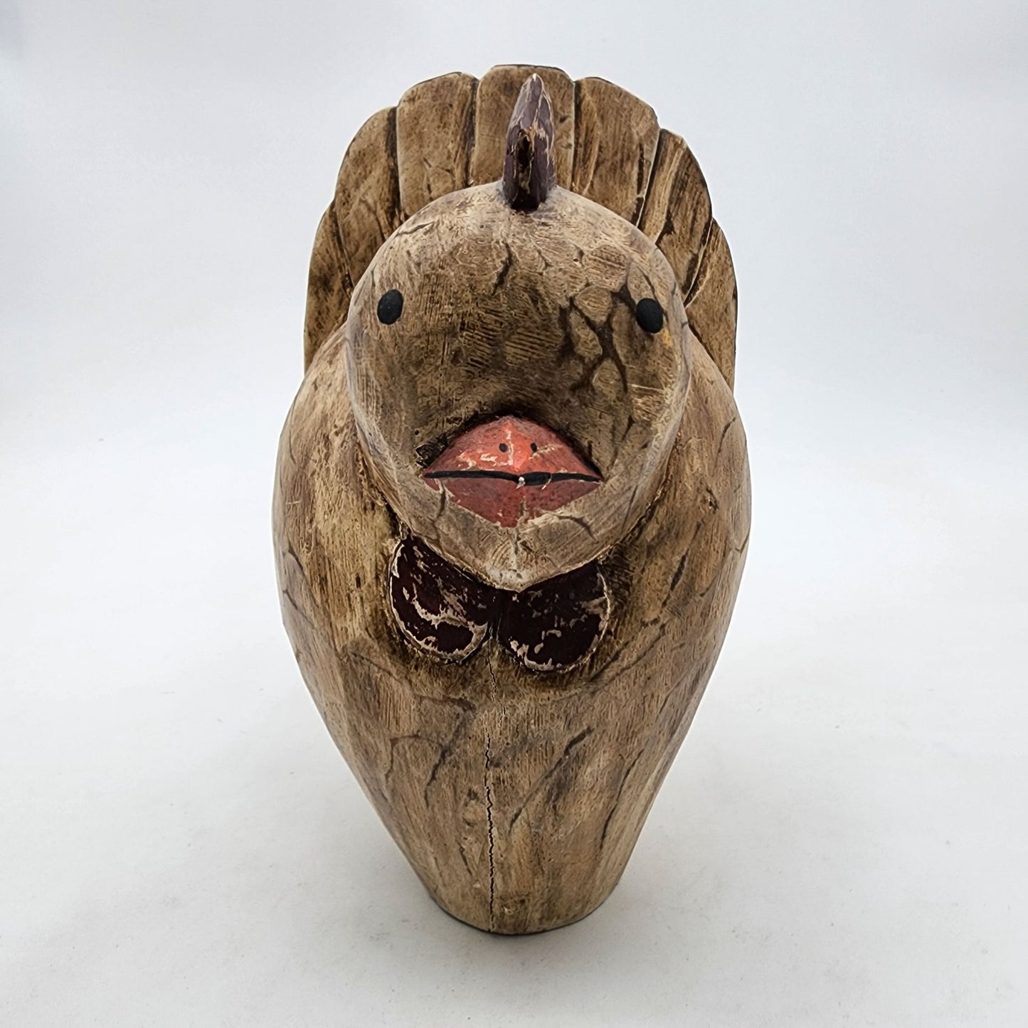 Hand Carved Wooden Rooster Chicken Sculpture