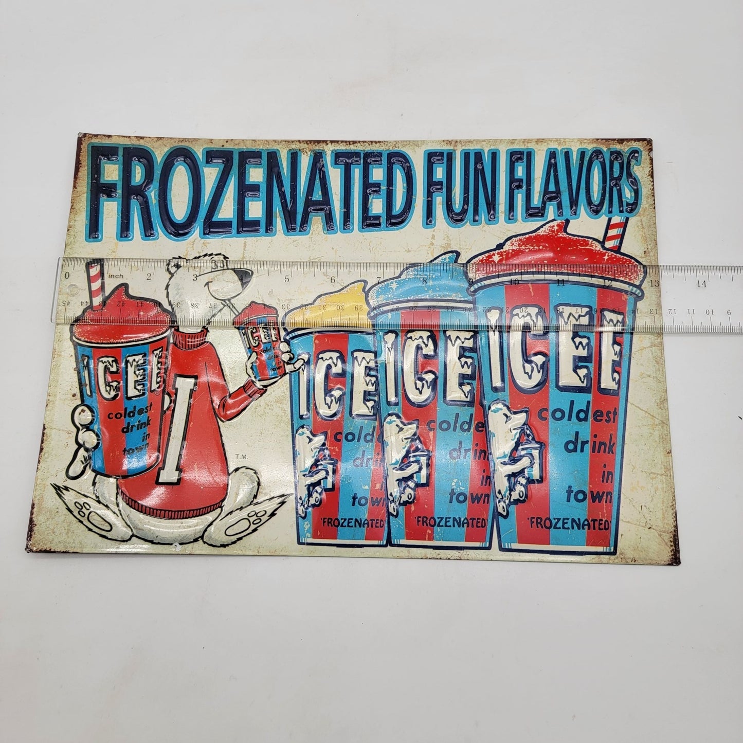 Vintage Icee Frozenated Fun Flavors Advertisement Tin Sign