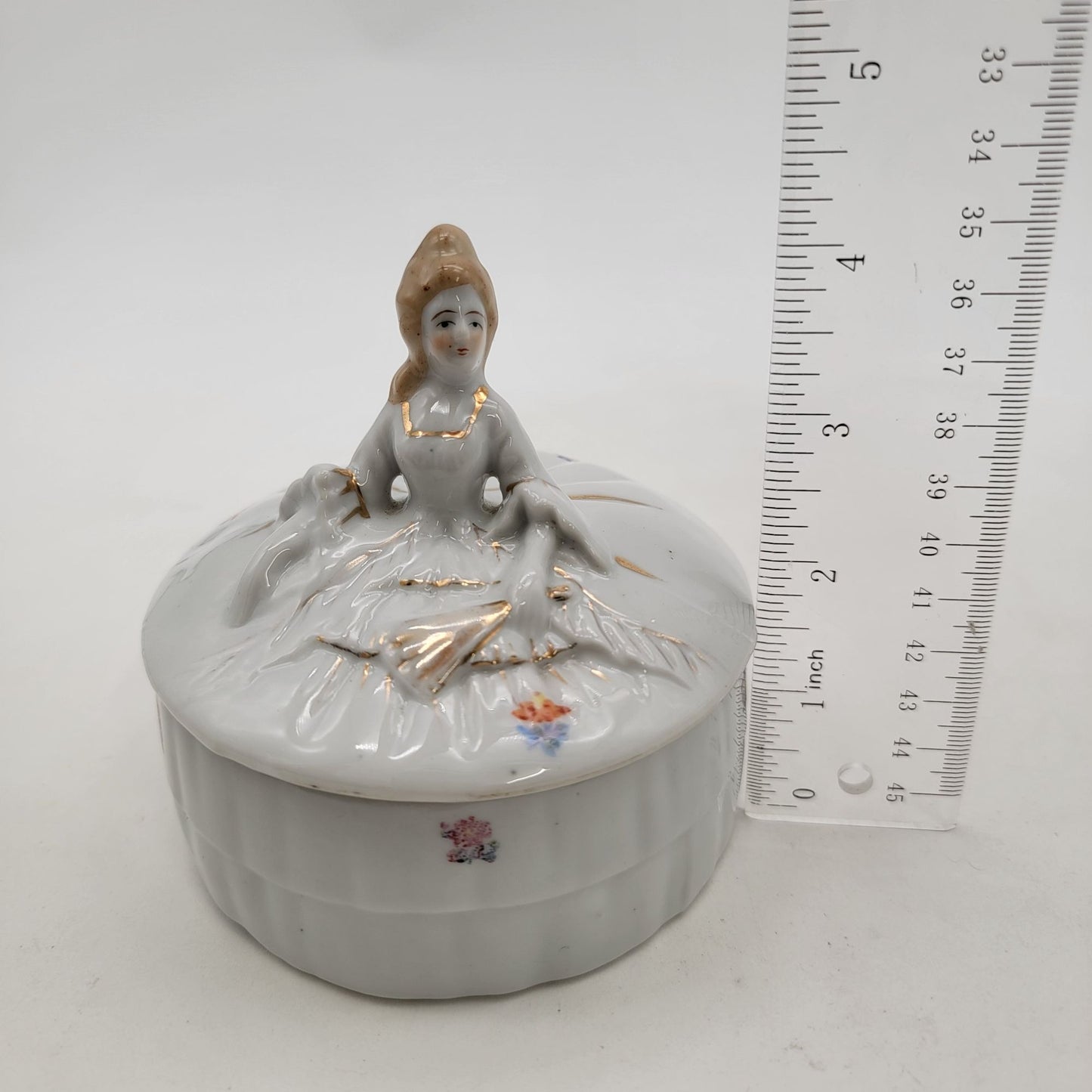 Vintage Japanese Porcelain Victorian Lady Dresser Box