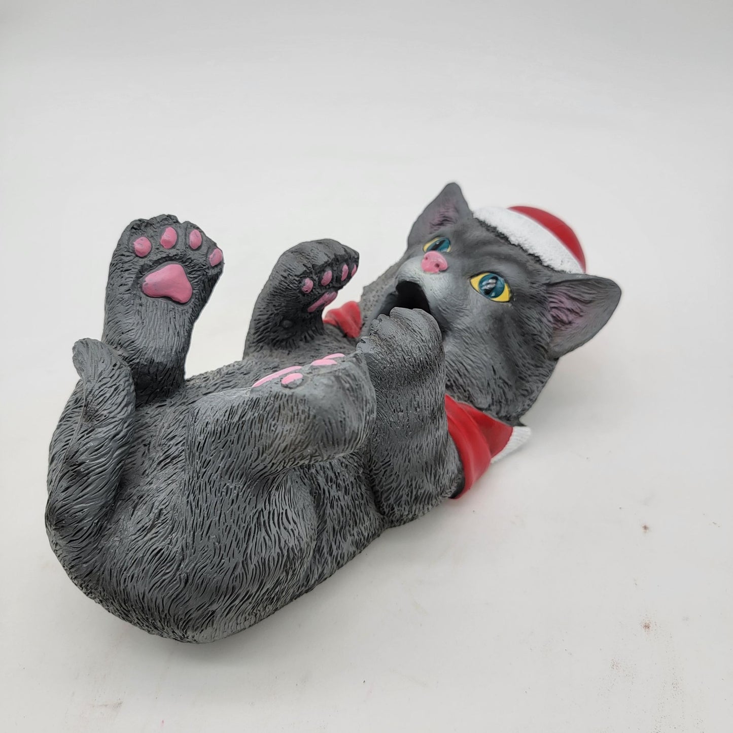 Gray Cat Wine Bottle Holder With Santa Hat