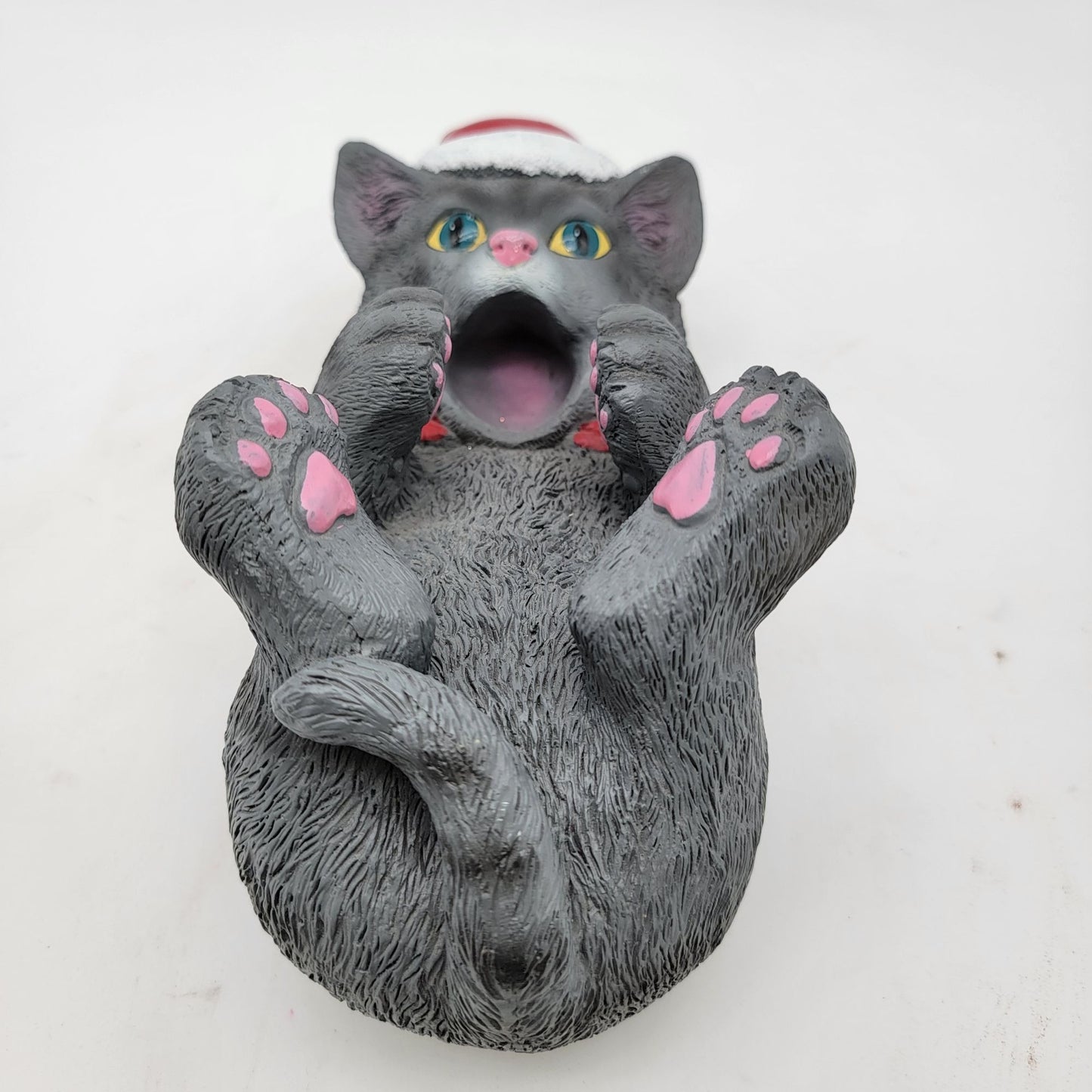 Gray Cat Wine Bottle Holder With Santa Hat