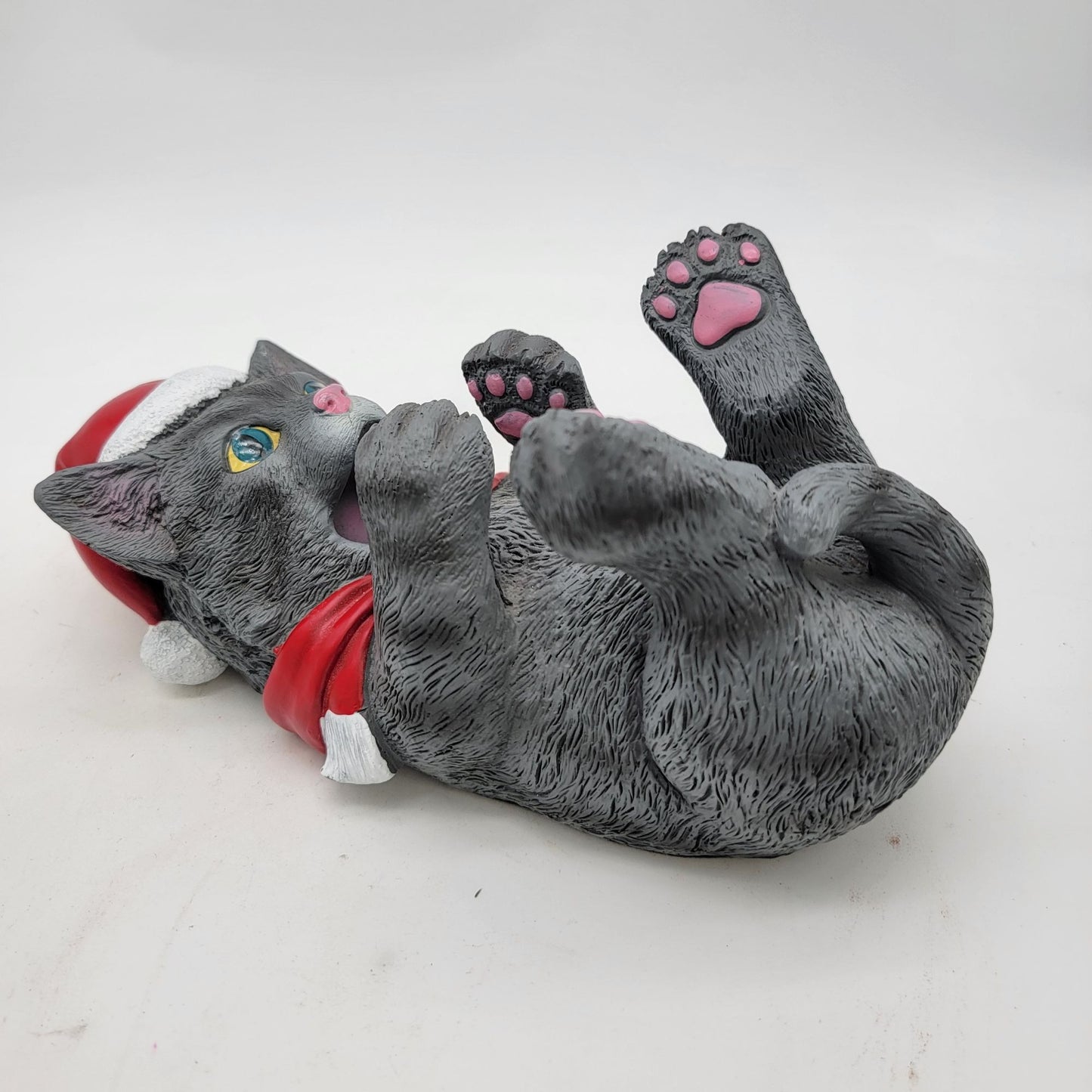Gray Cat Wine Bottle Holder With Santa Hat