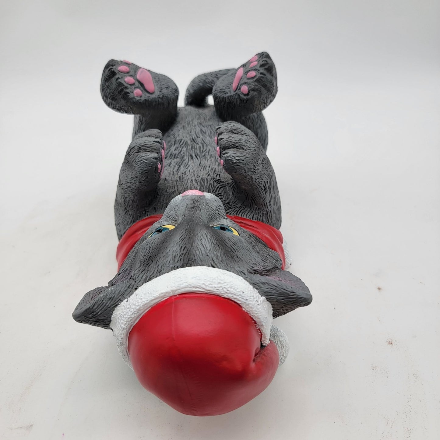 Gray Cat Wine Bottle Holder With Santa Hat
