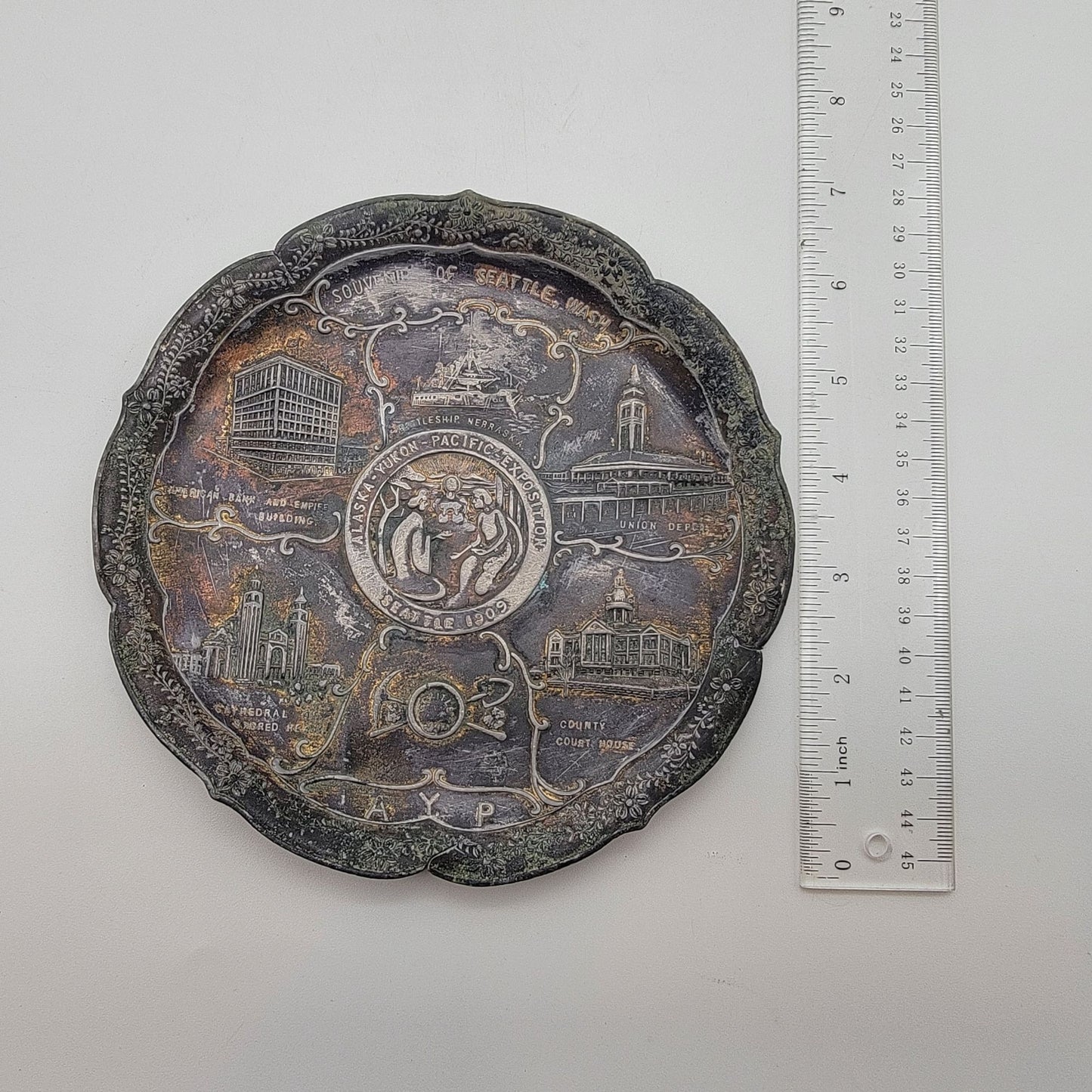 Antique 1909 Alaska Yukon Pacific Expo Souvenir Copper Plate