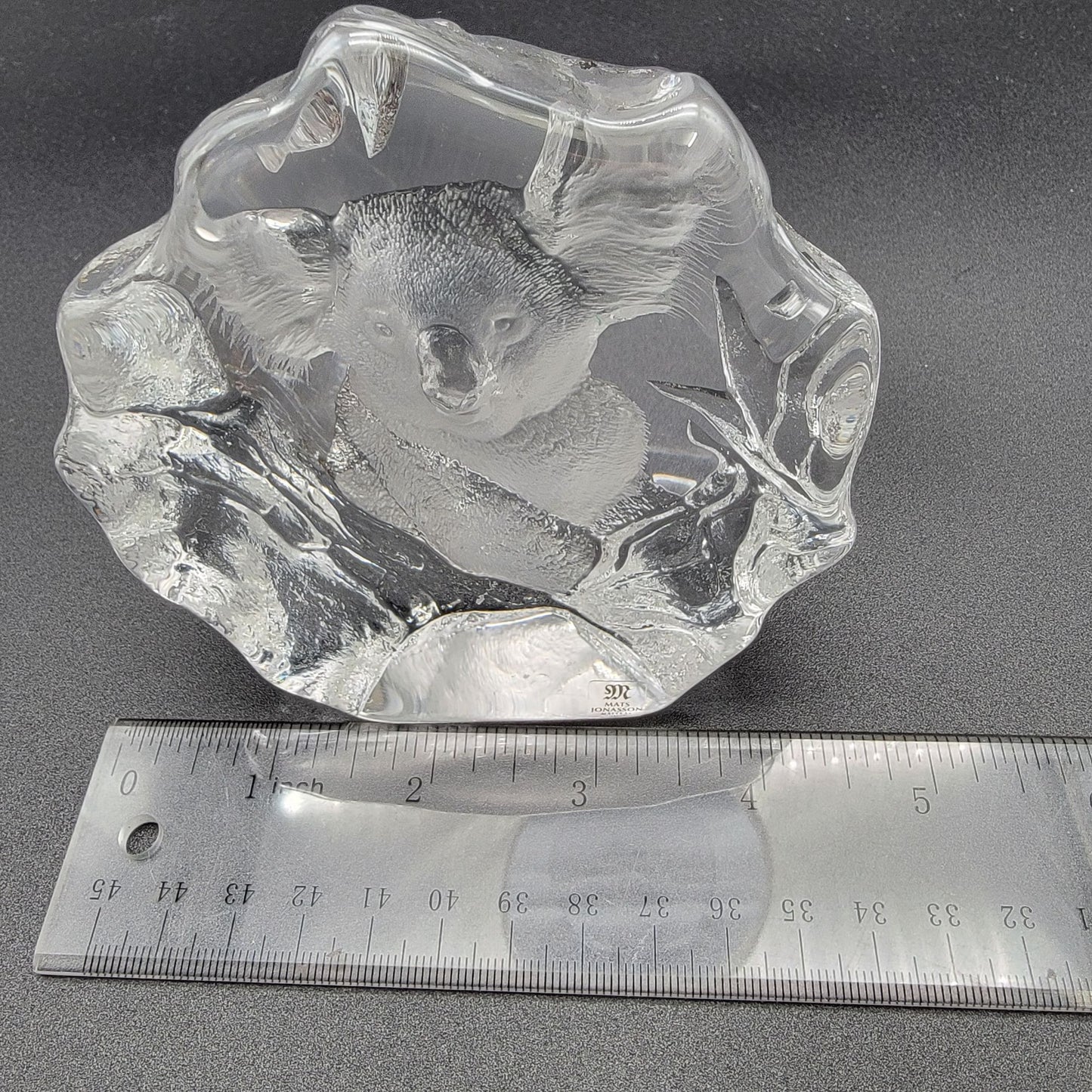 Mats Jonasson Crystal Koala Paperweight Signed MJ Sweden 3626