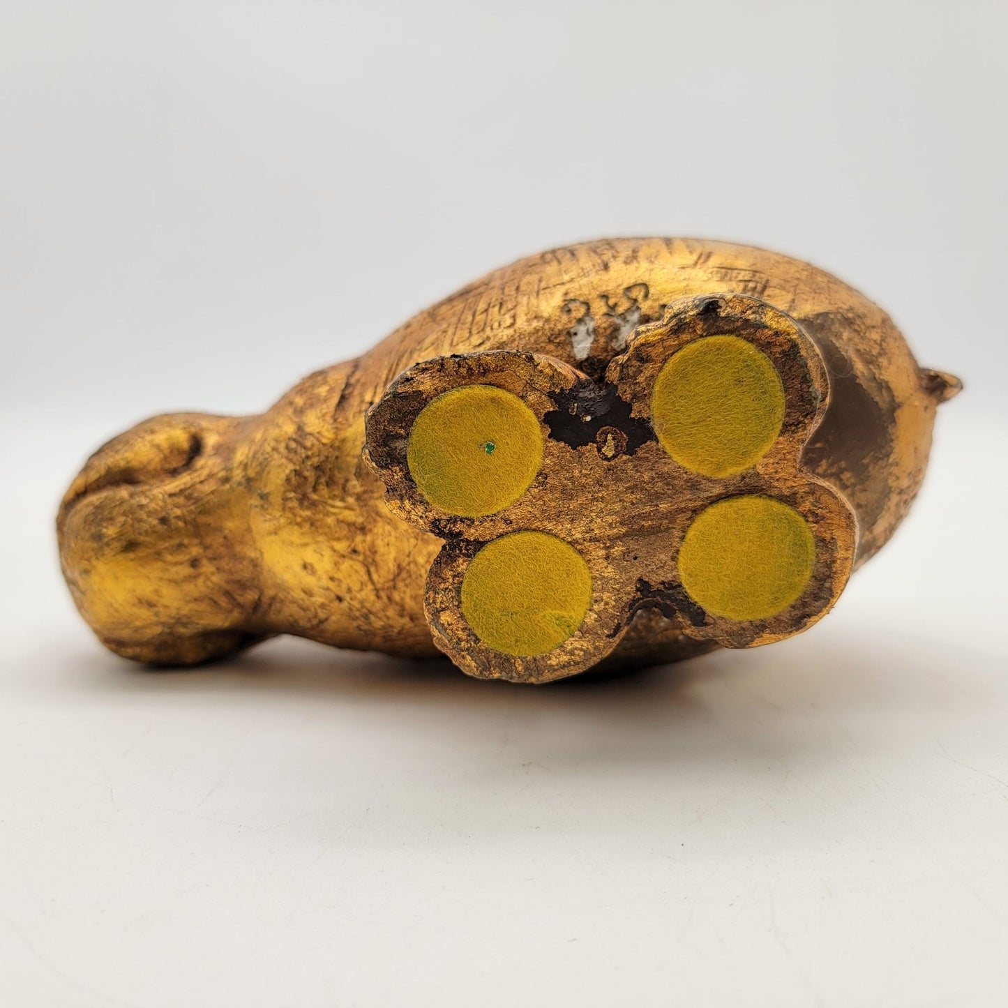 Vintage Gold-Toned Textured Hippo Figurine