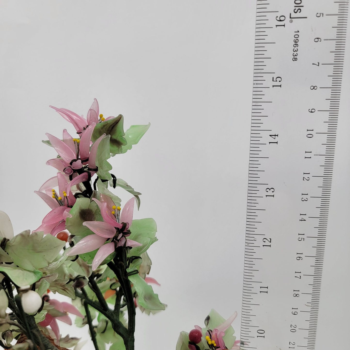 Vintage Jade Glass Bonsai Tree In Celadon Pot
