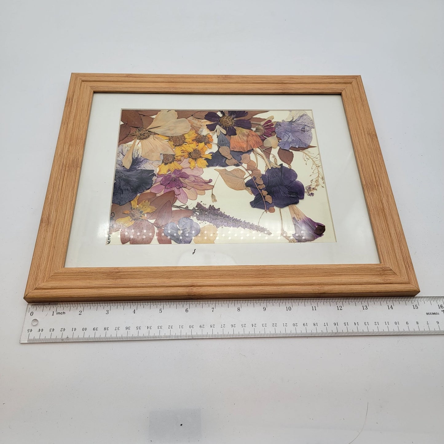 Vintage Pressed Flower Collage Signed Montanaro Framed 12x15"