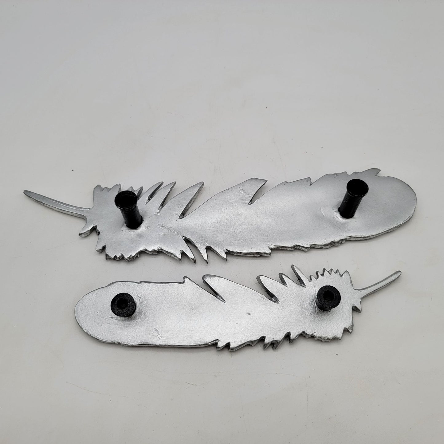Silver Feather Wall Hangings or Table Decor Set of 2