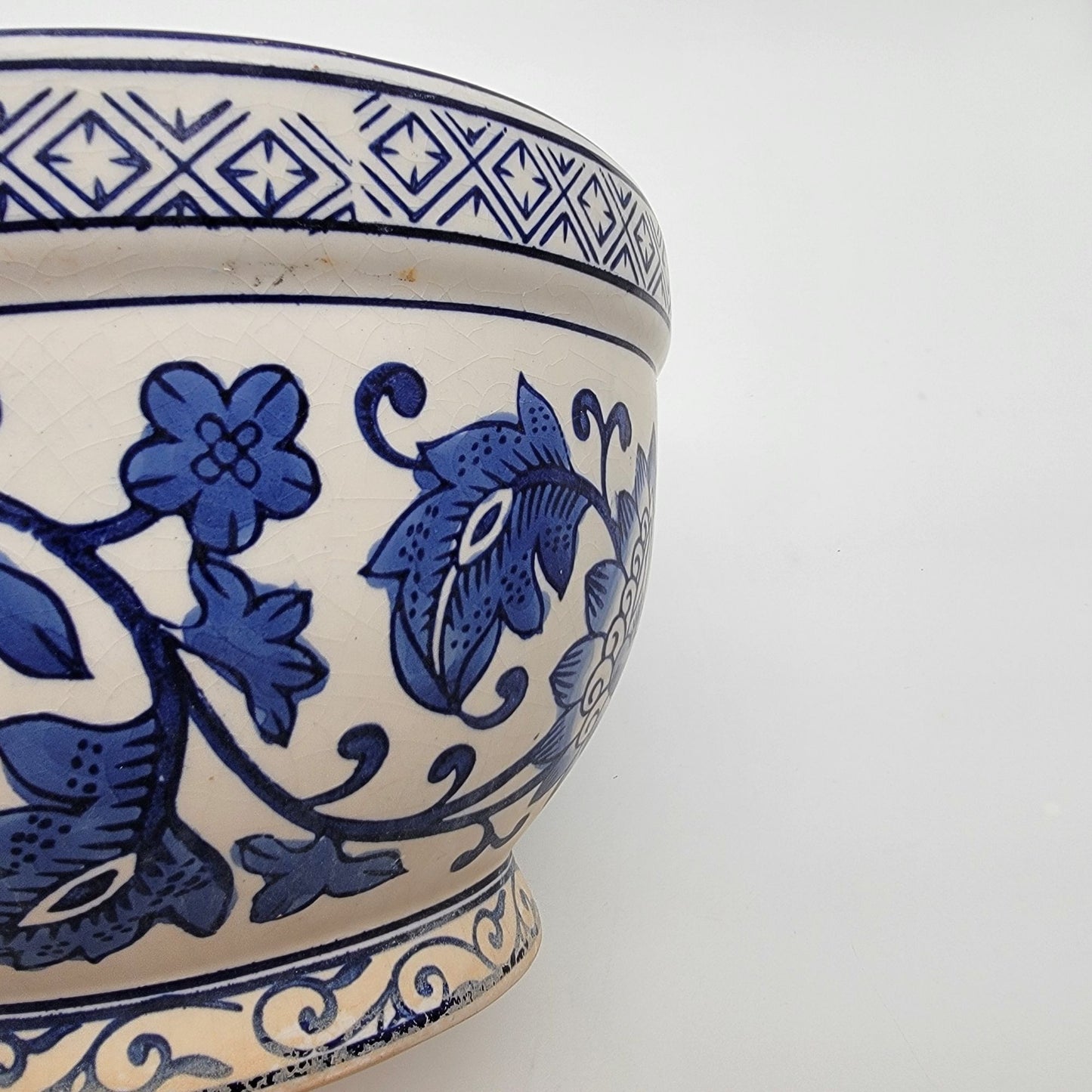 Vintage Blue & White Pottery Chinoiserie Planter