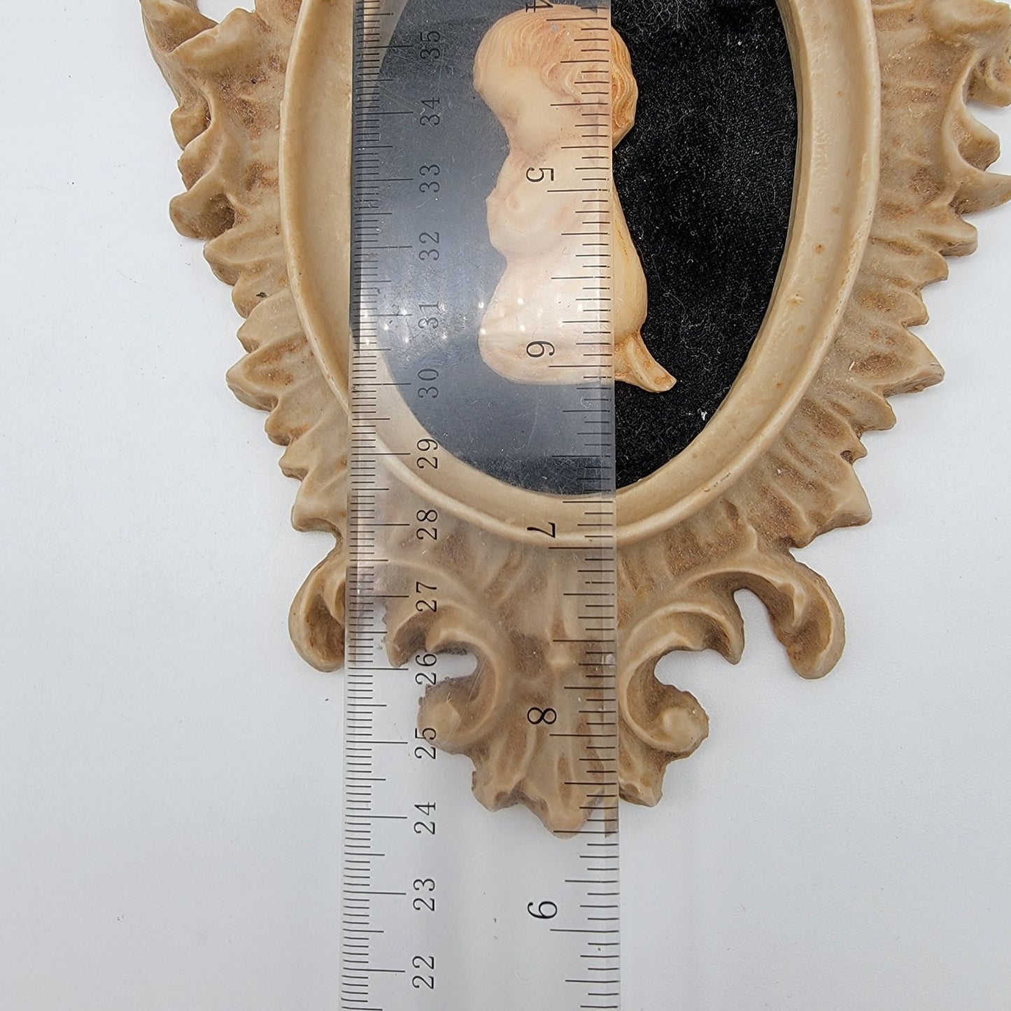 Pair Of Vintage Capodimonte Praying Children Wall Art Plaques With Ornate Frames