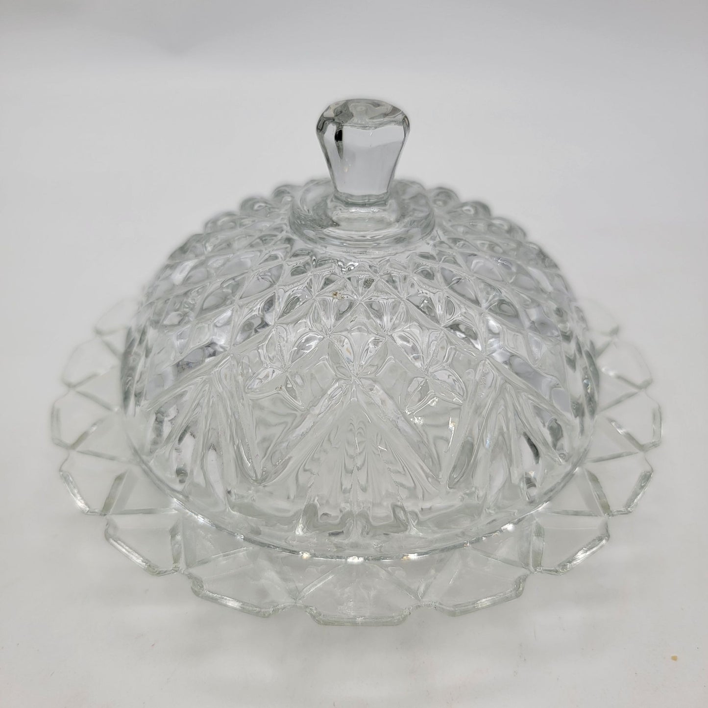 Vintage Anchor Hocking Prescut Clear Glass Butter Dish With Lid