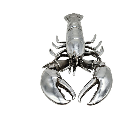 Silver-Tone Lobster Sculpture  Coastal Decor Piece
