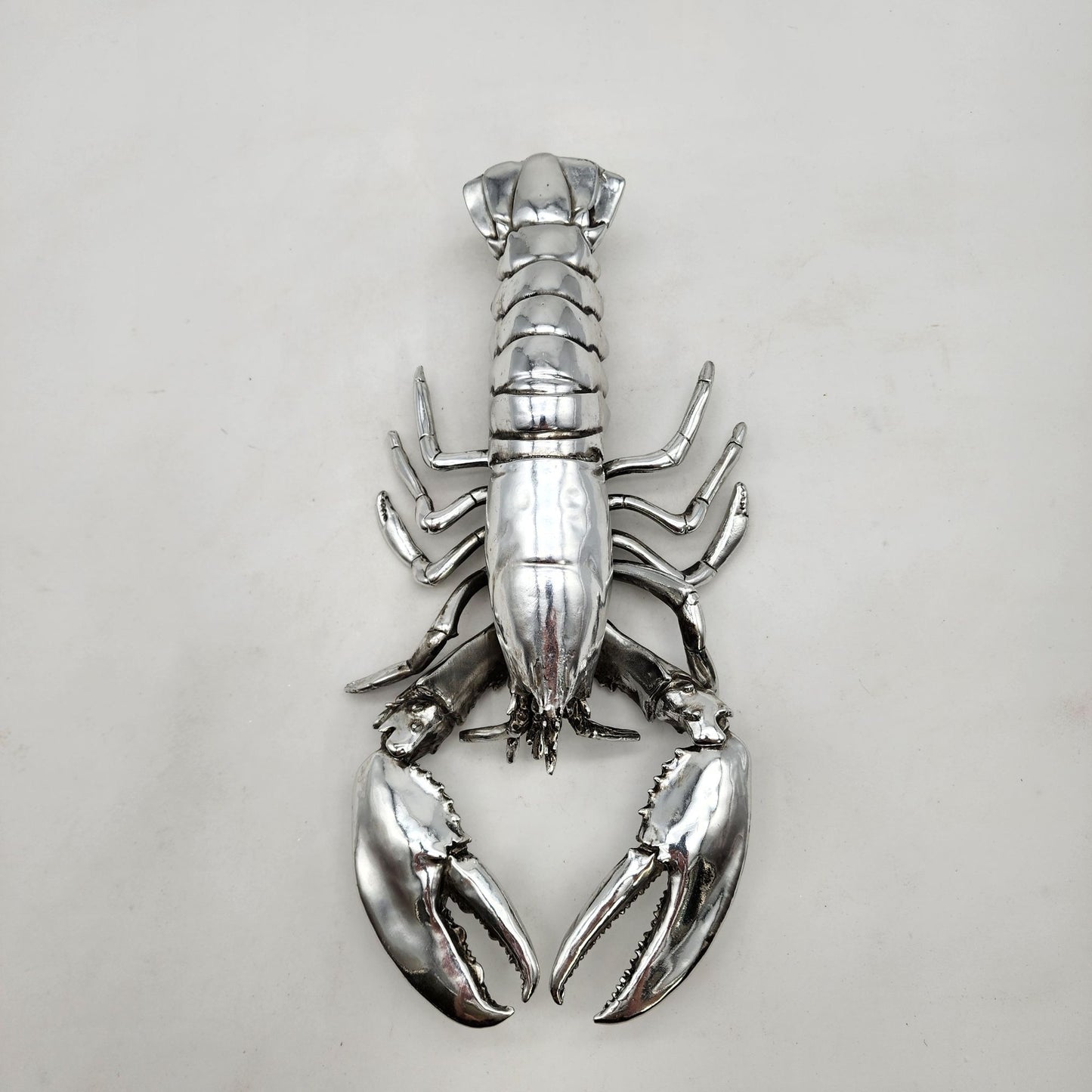 Silver-Tone Lobster Sculpture  Coastal Decor Piece