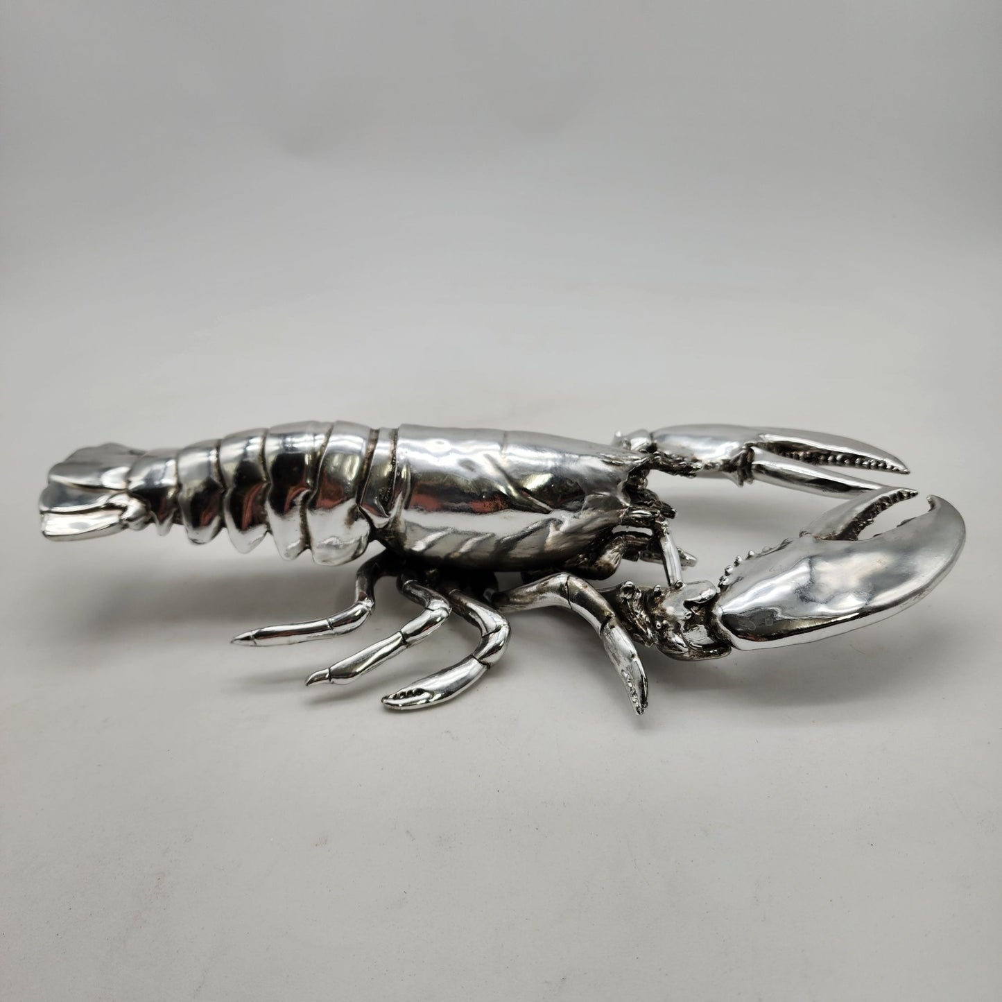 Silver-Tone Lobster Sculpture  Coastal Decor Piece