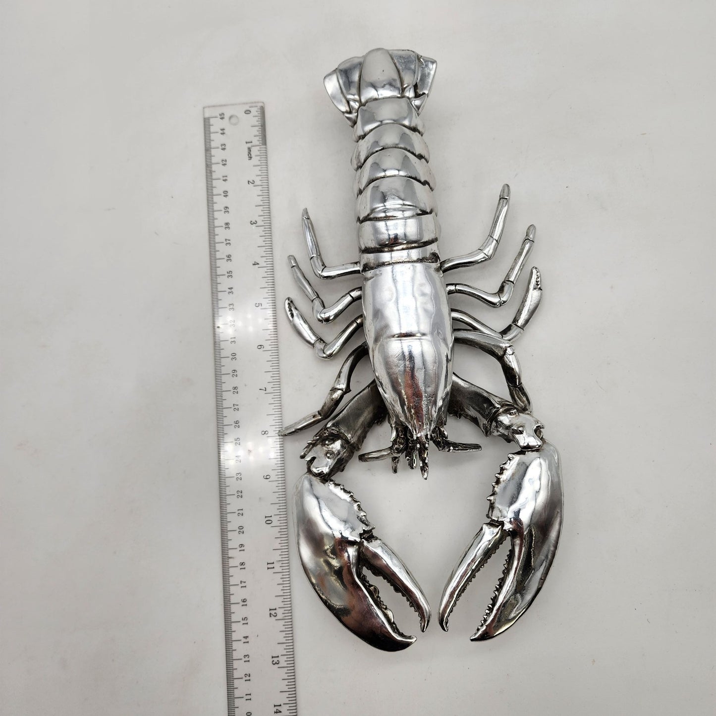 Silver-Tone Lobster Sculpture  Coastal Decor Piece