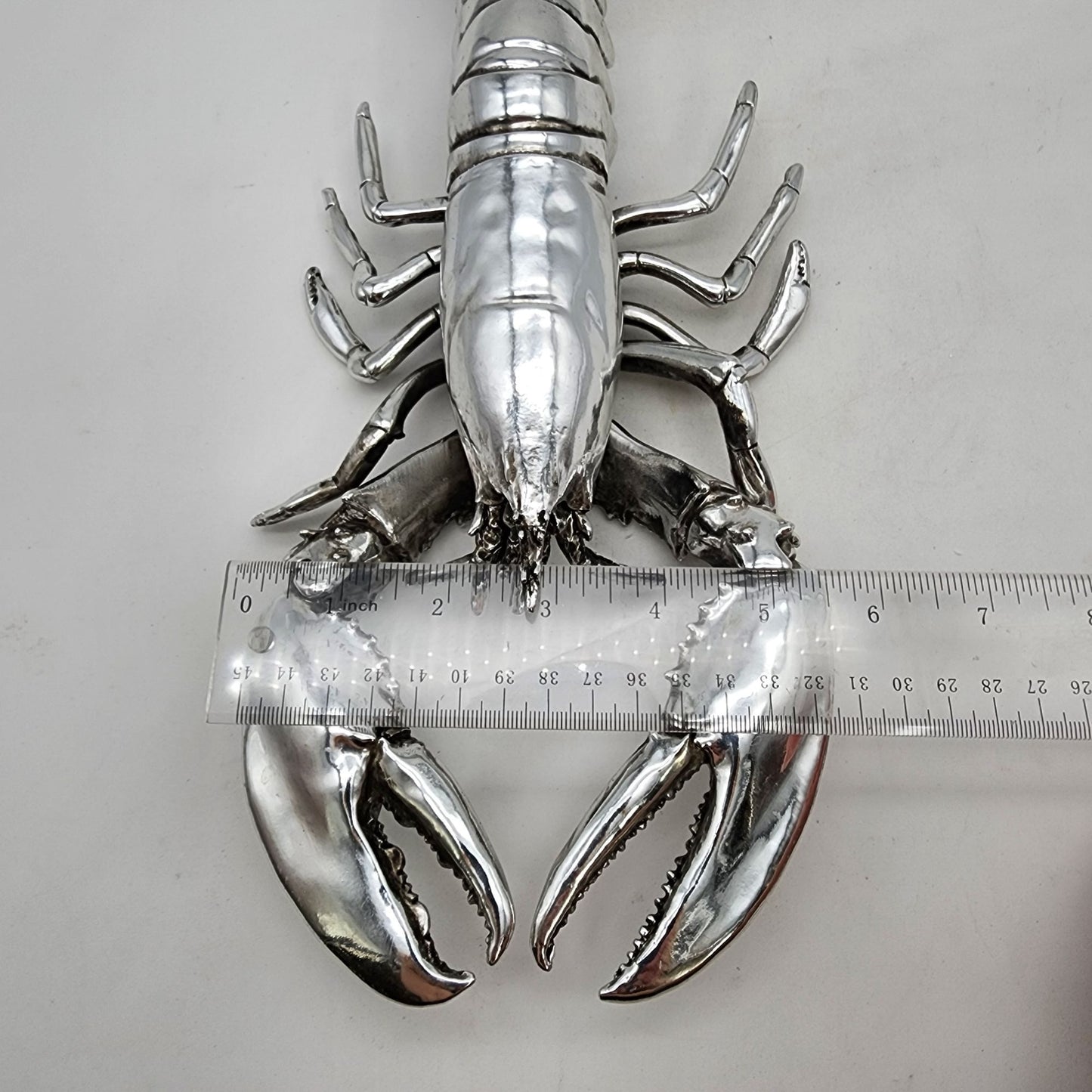 Silver-Tone Lobster Sculpture  Coastal Decor Piece