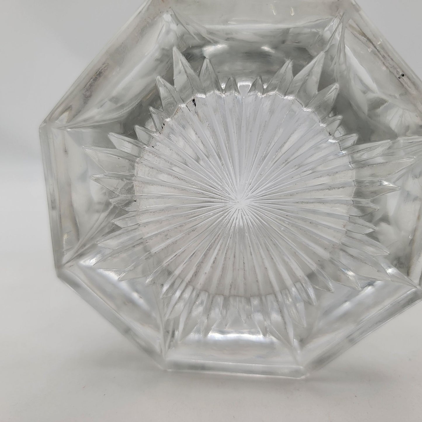 Vintage 1930's Glass Vase With Floral Etched Design