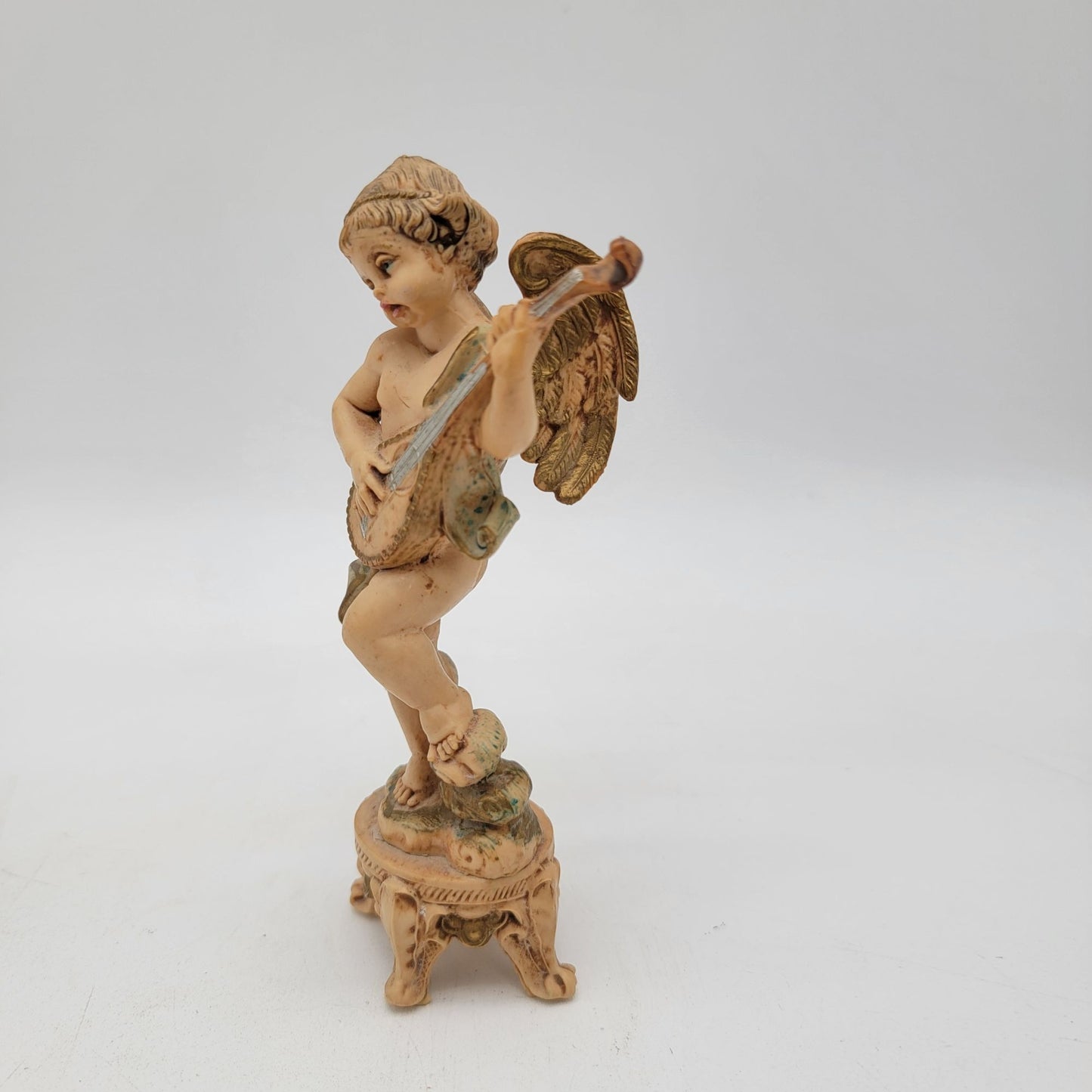 Fontanini Depose Italy Angel Playing Instrument Figurine Spider Mark #64