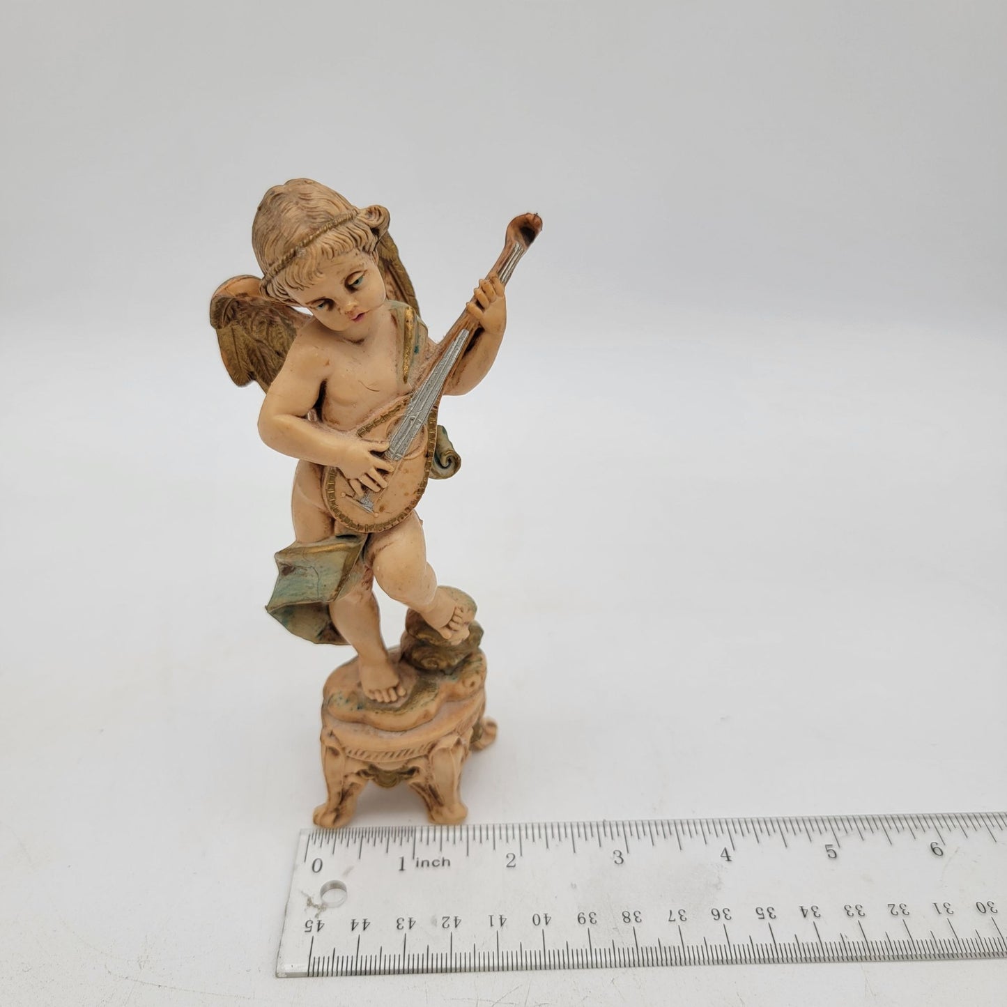 Fontanini Depose Italy Angel Playing Instrument Figurine Spider Mark #64