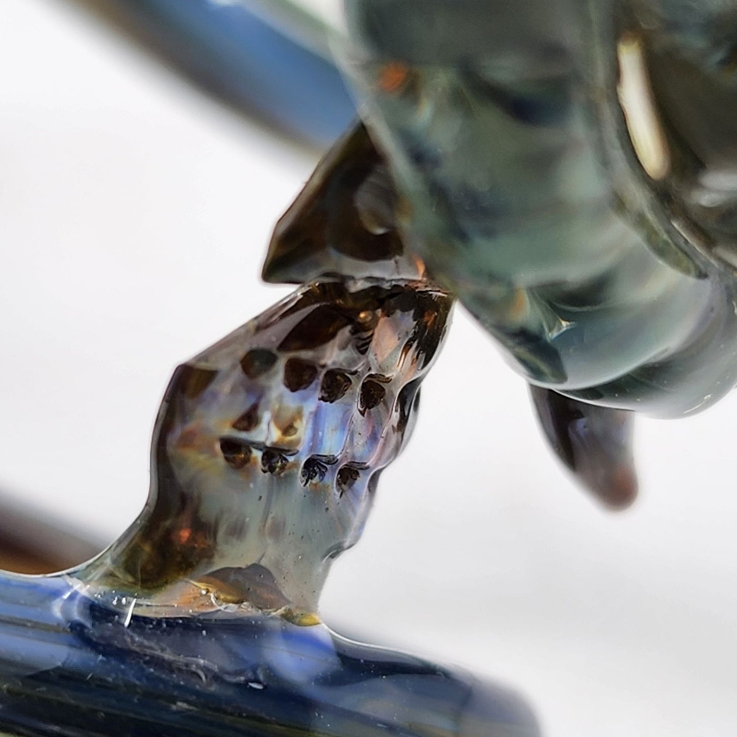 Handcrafted Blown Glass Sea Turtle Sculpture With Swirling Base