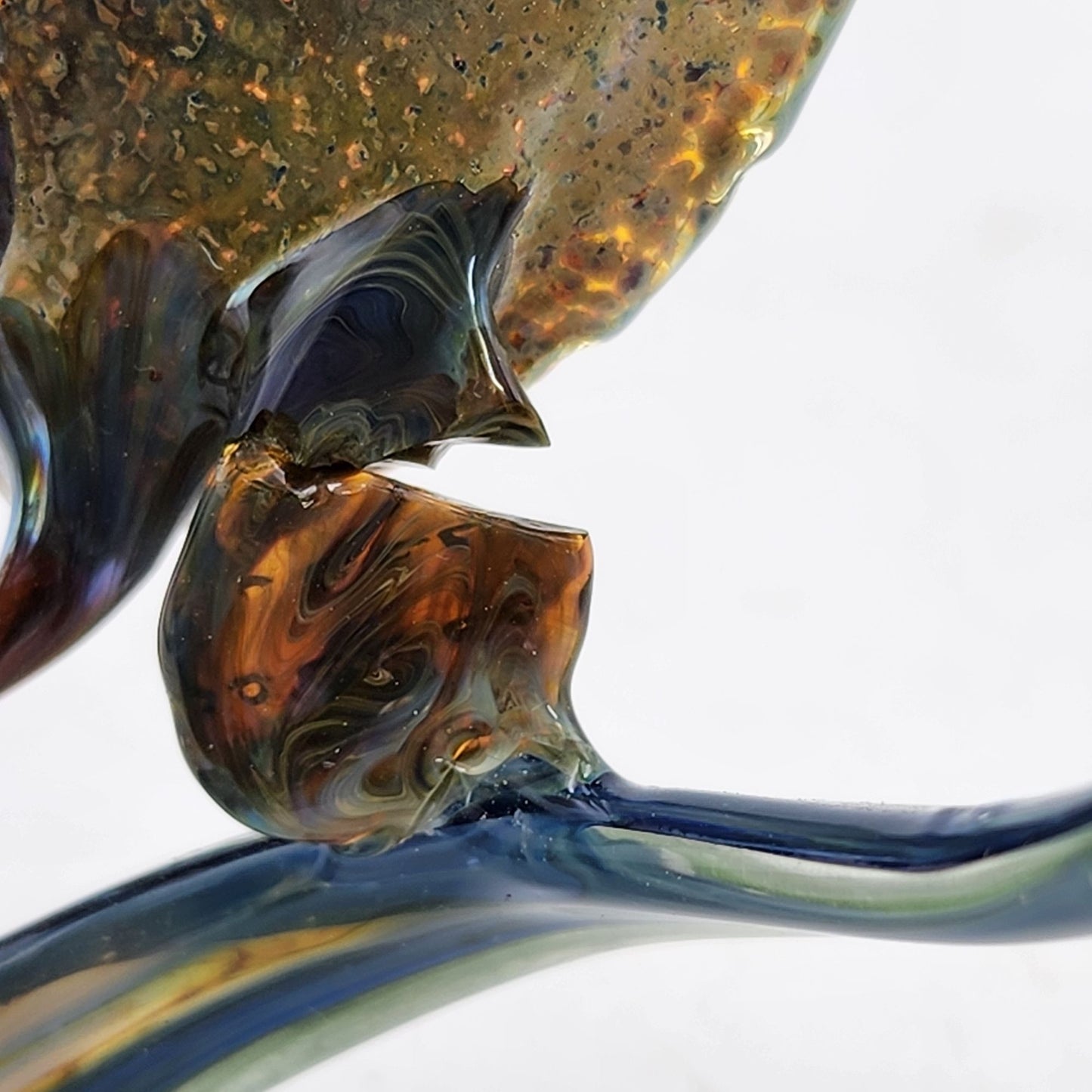 Handcrafted Blown Glass Sea Turtle Sculpture With Swirling Base