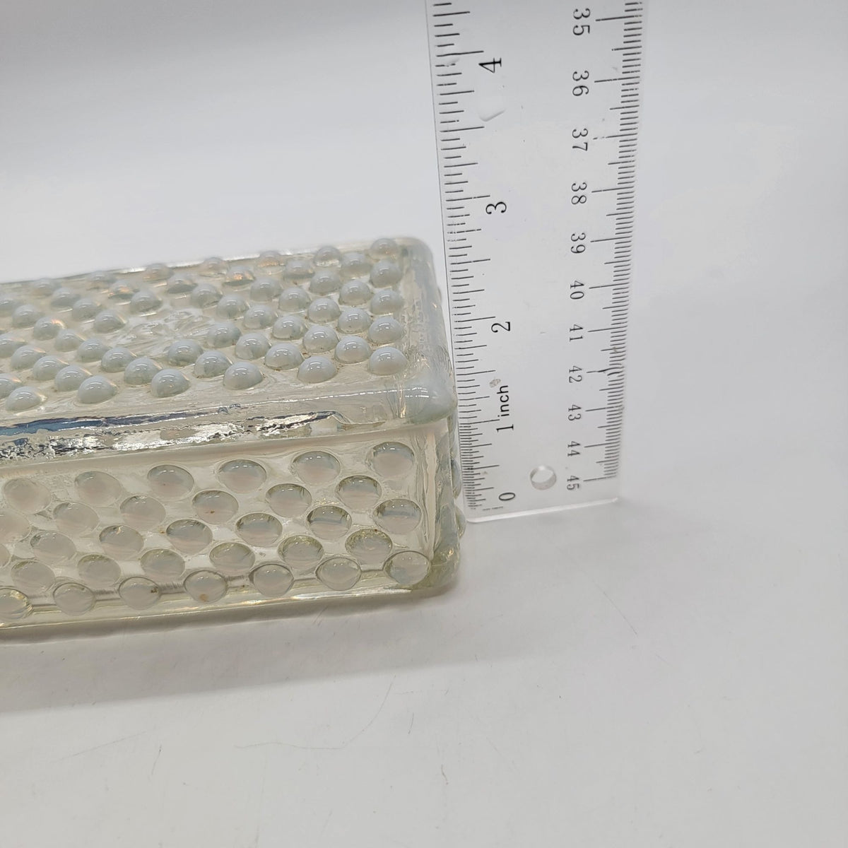 Fenton Moonstone Opalescent Hobnail Glass Box
