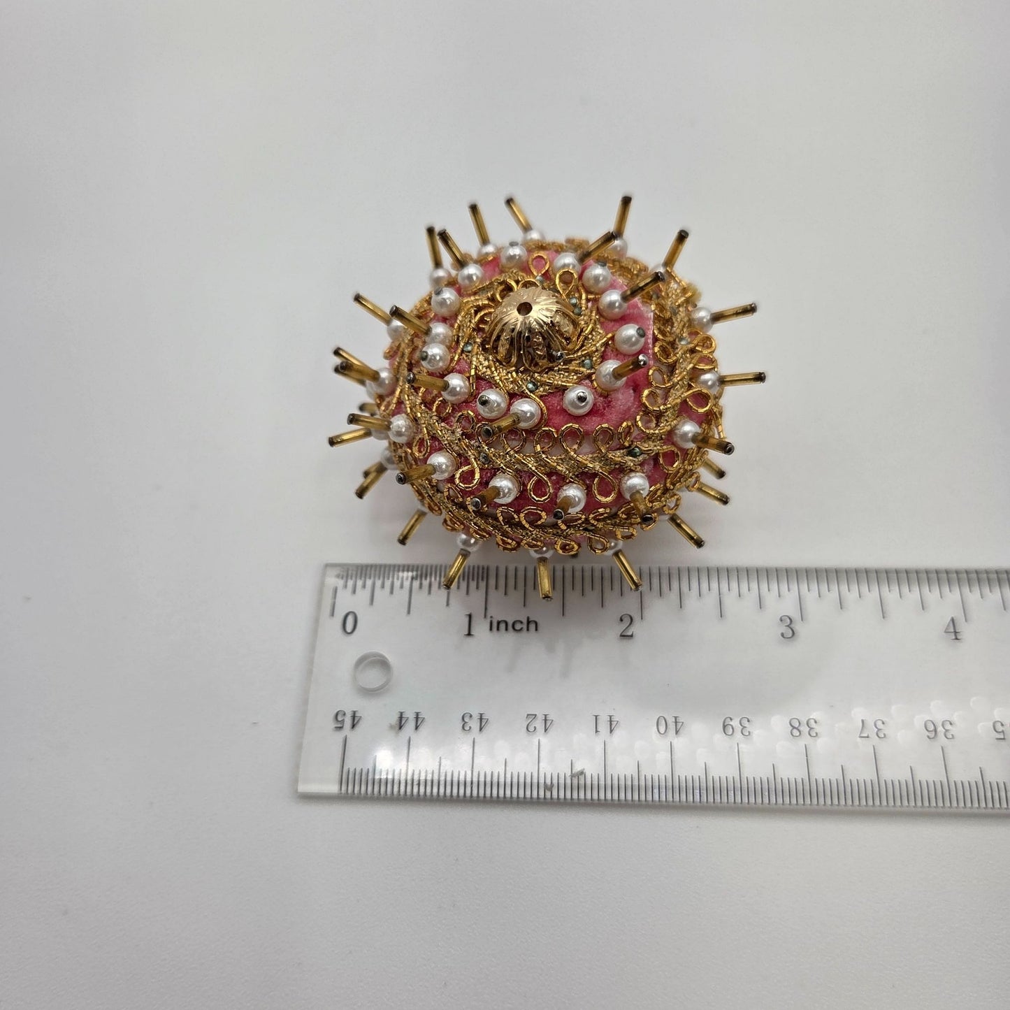 Vintage Push Pin Sequin Beaded Ornaments Set Of 2